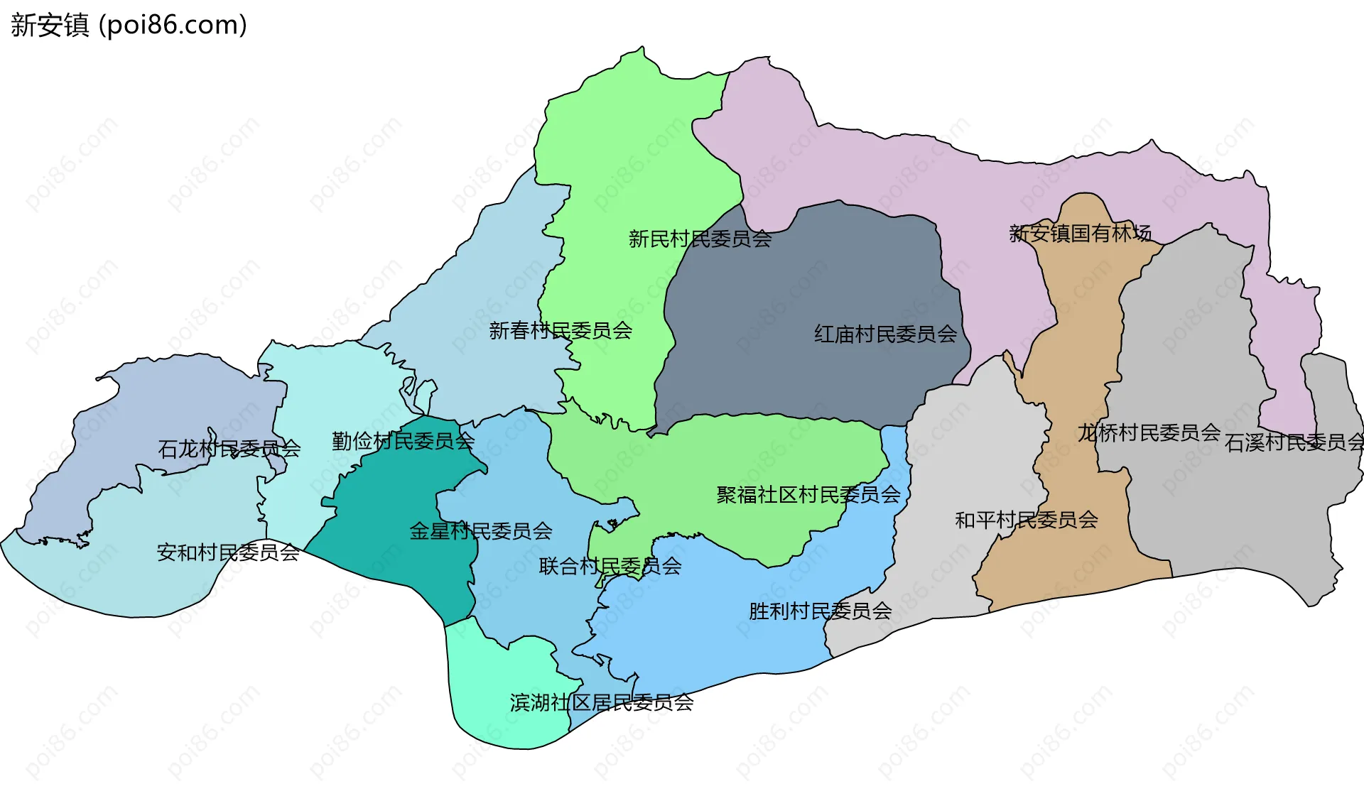 新安镇边界地图(五级行政区划)