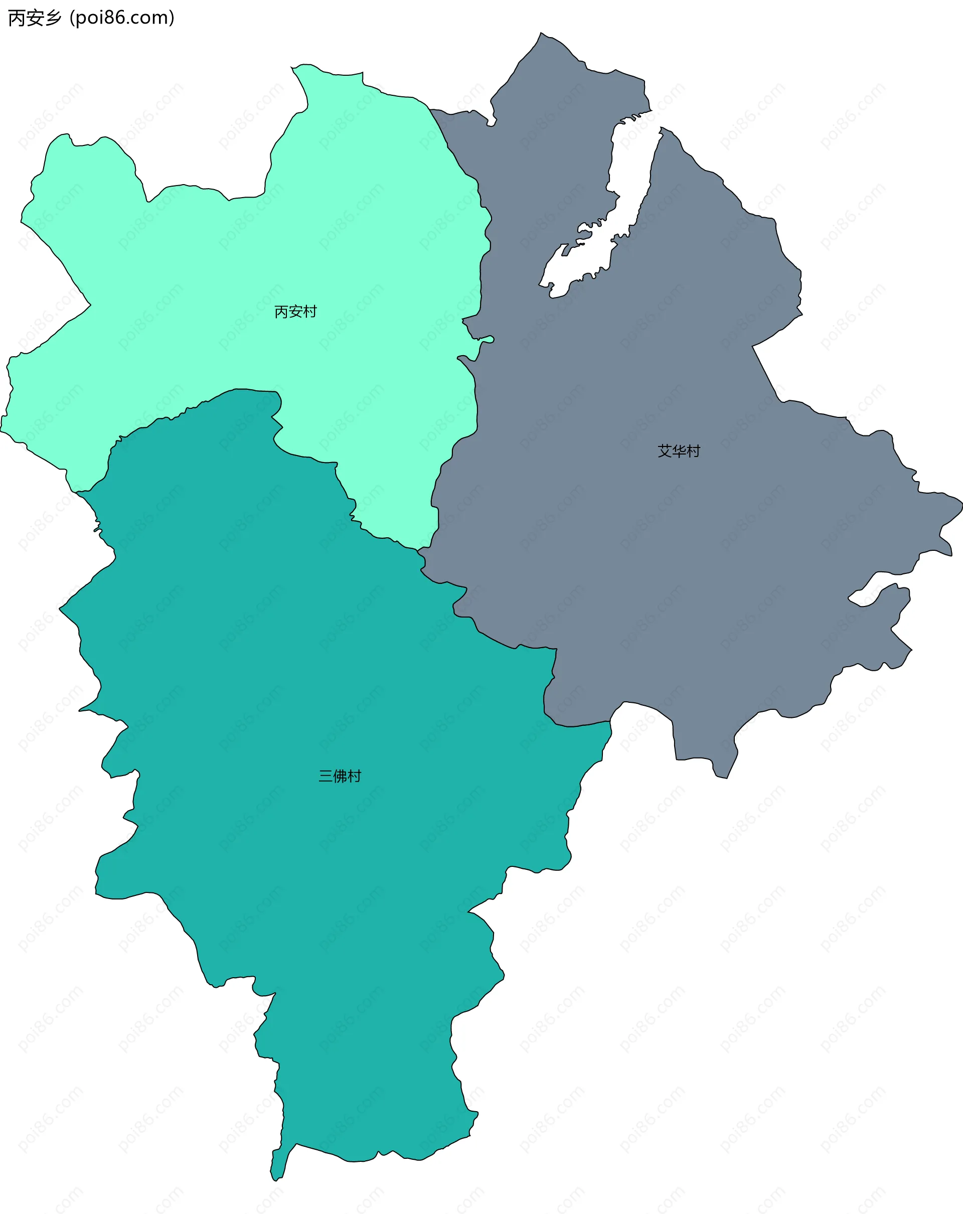 丙安乡边界地图(五级行政区划)