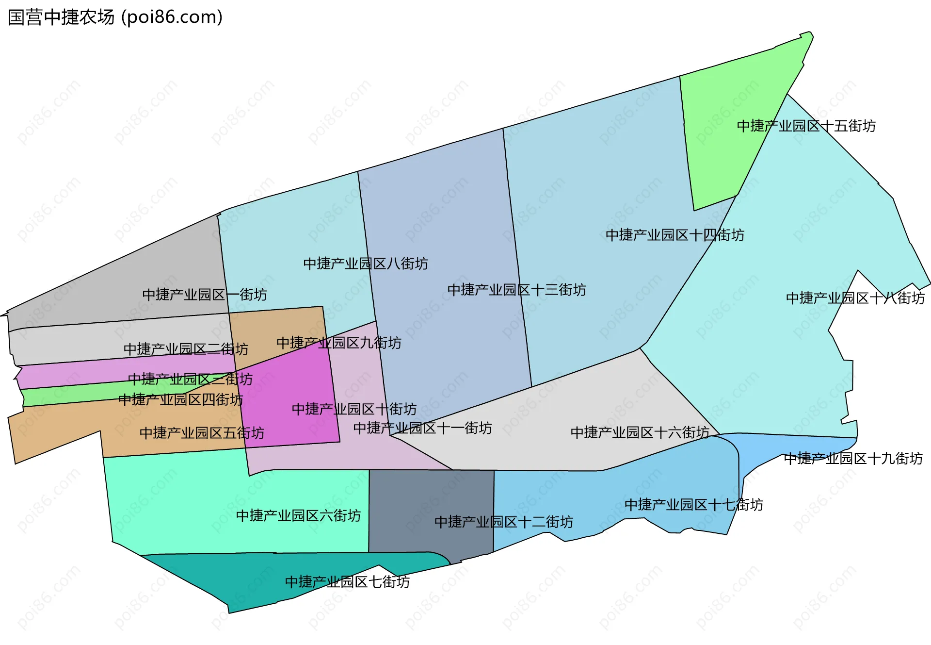 国营中捷农场边界地图(五级行政区划)