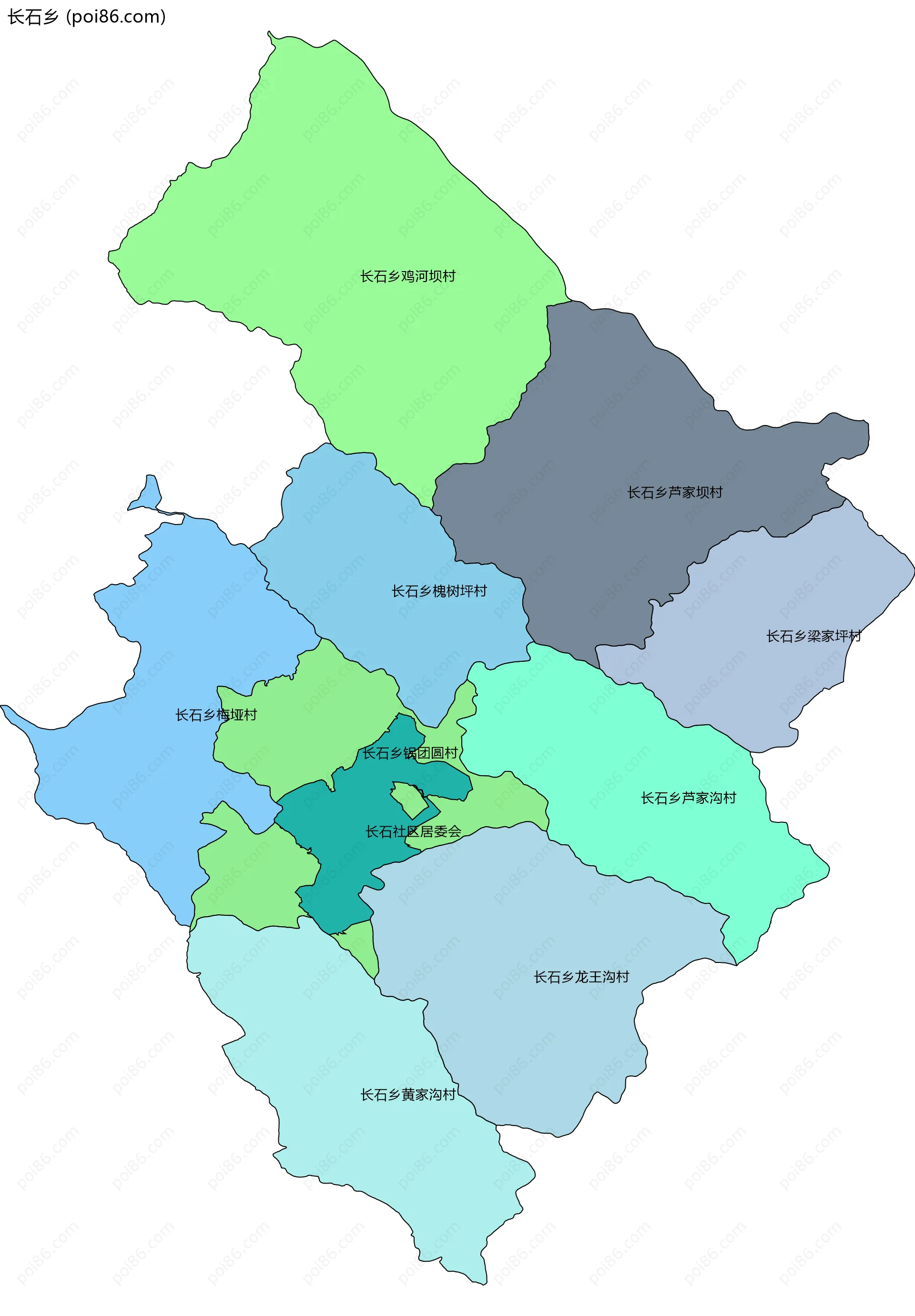 长石乡边界地图(五级行政区划)