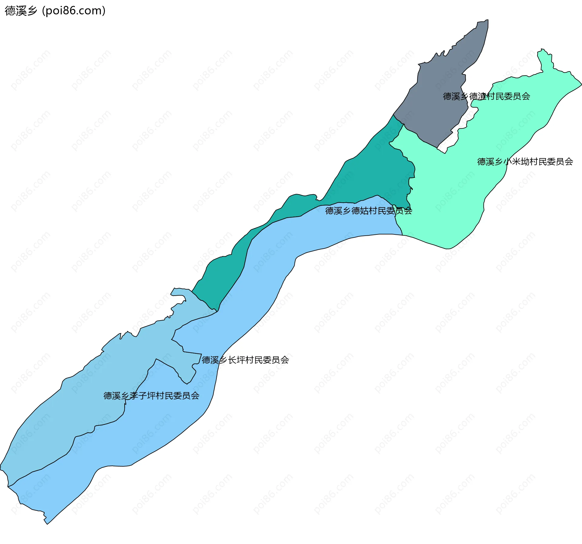 德溪乡边界地图(五级行政区划)
