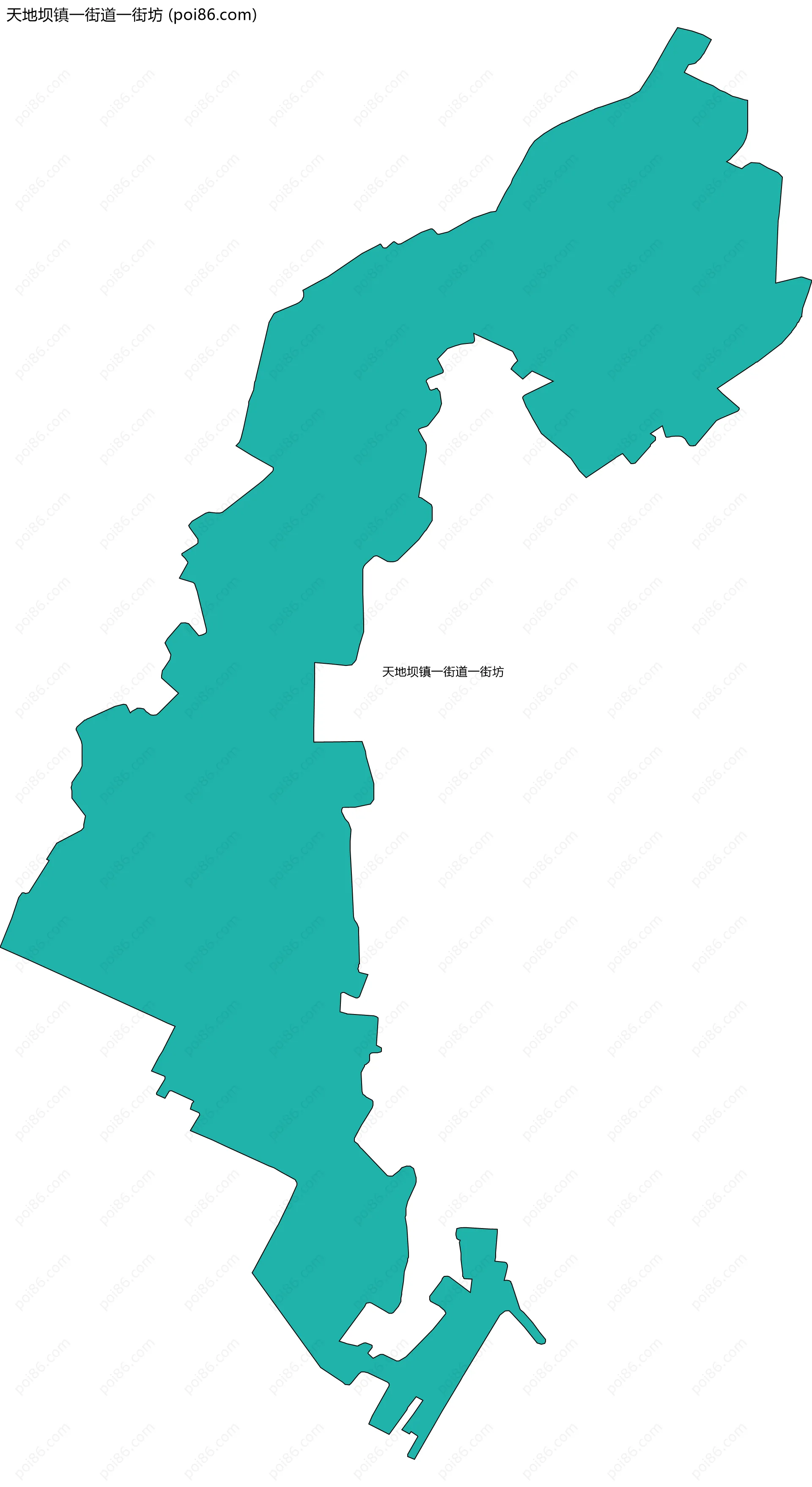 天地坝镇一街道一街坊边界地图