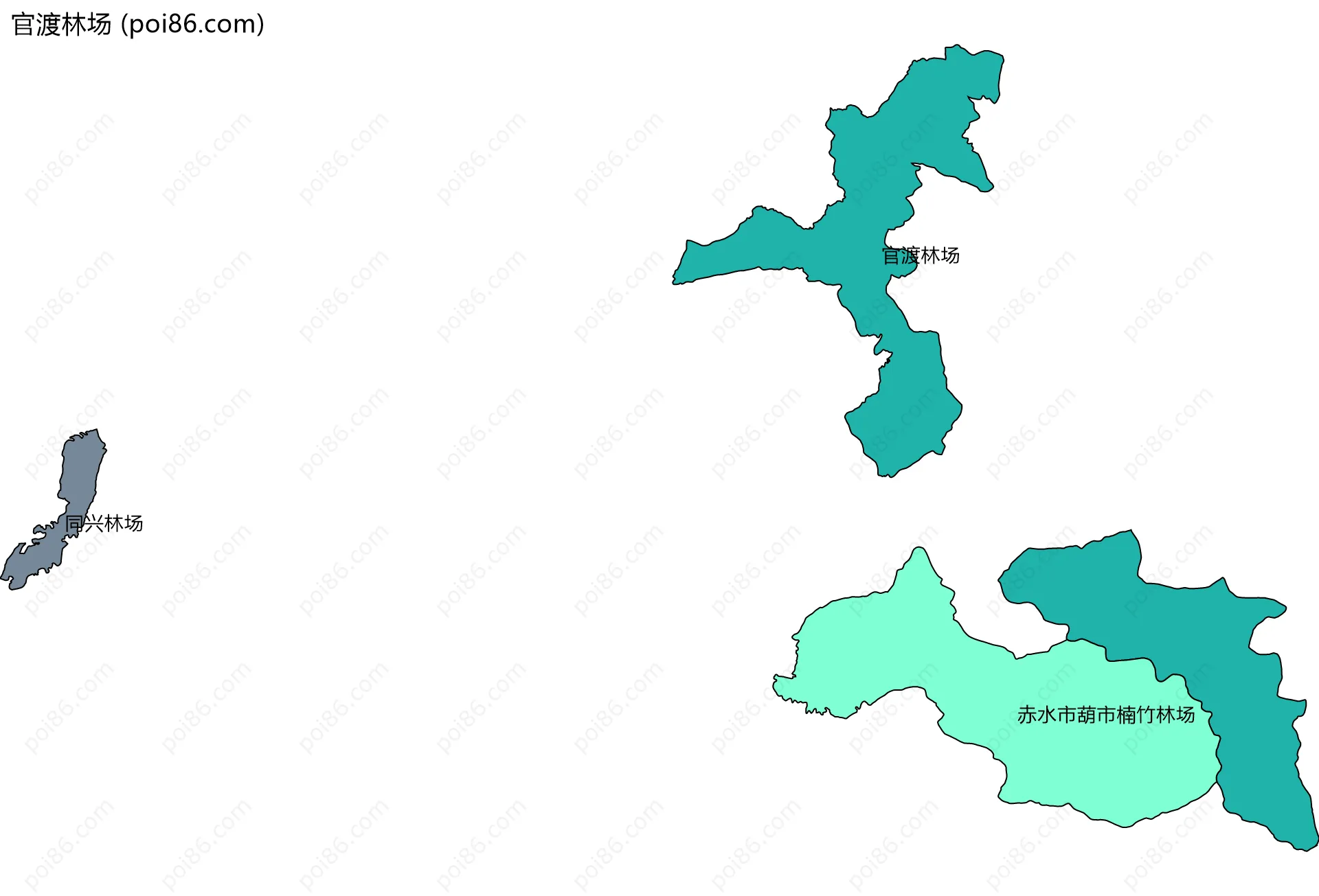 官渡林场边界地图(五级行政区划)