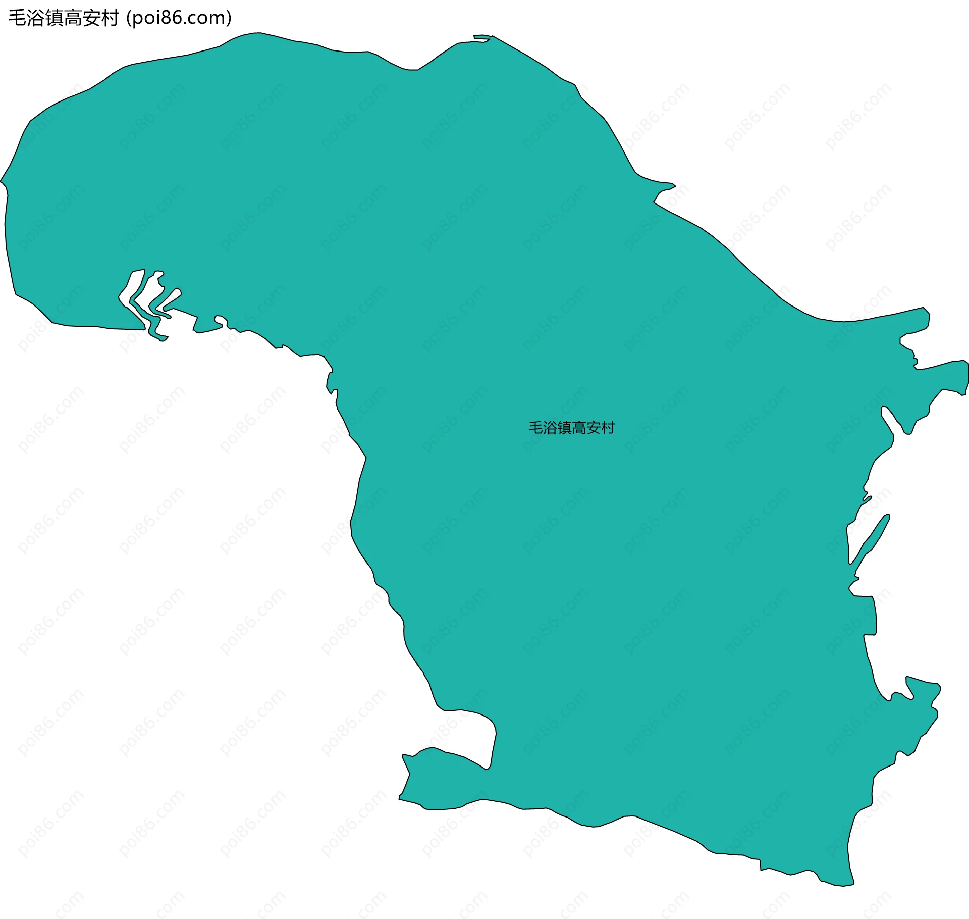 毛浴镇高安村边界地图