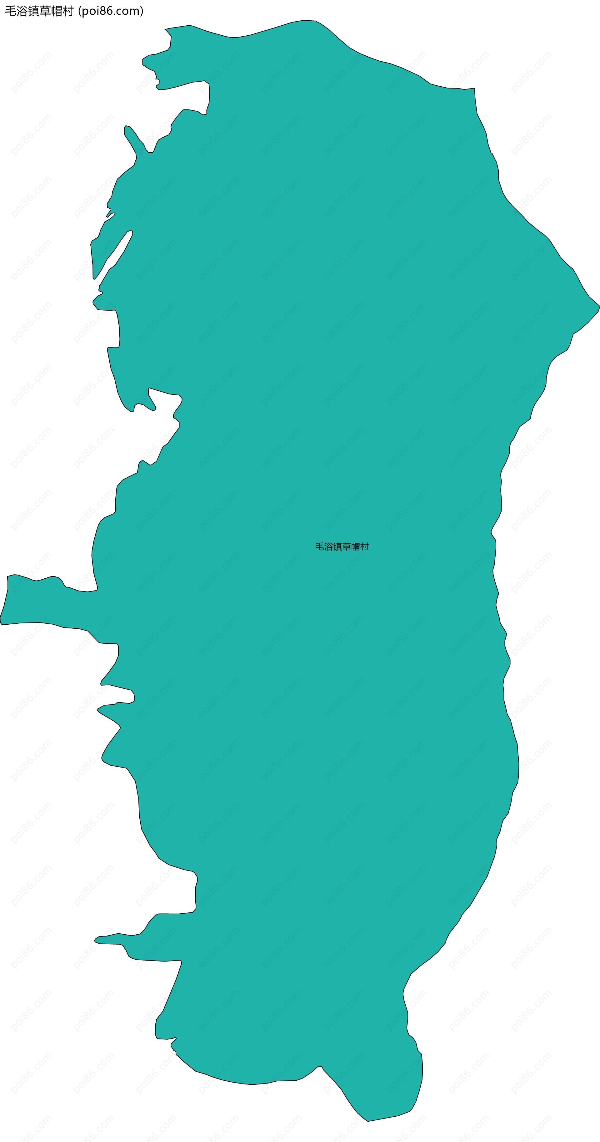 毛浴镇草帽村边界地图