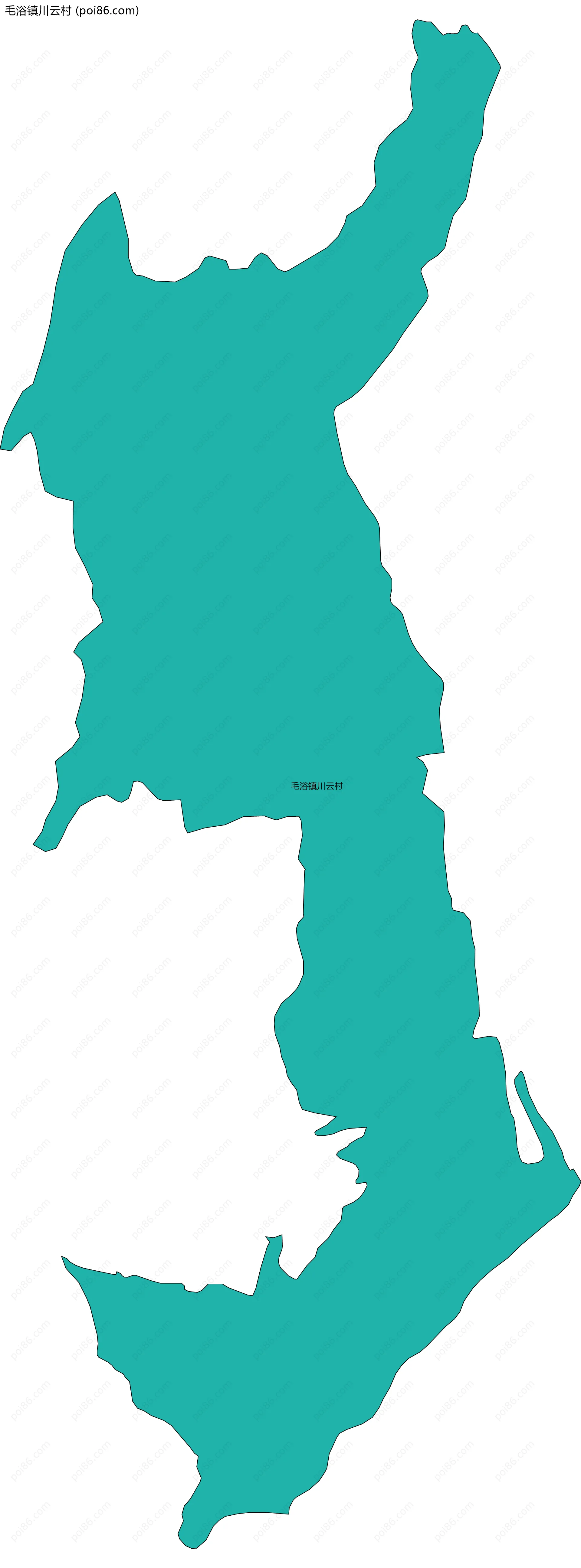 毛浴镇川云村边界地图