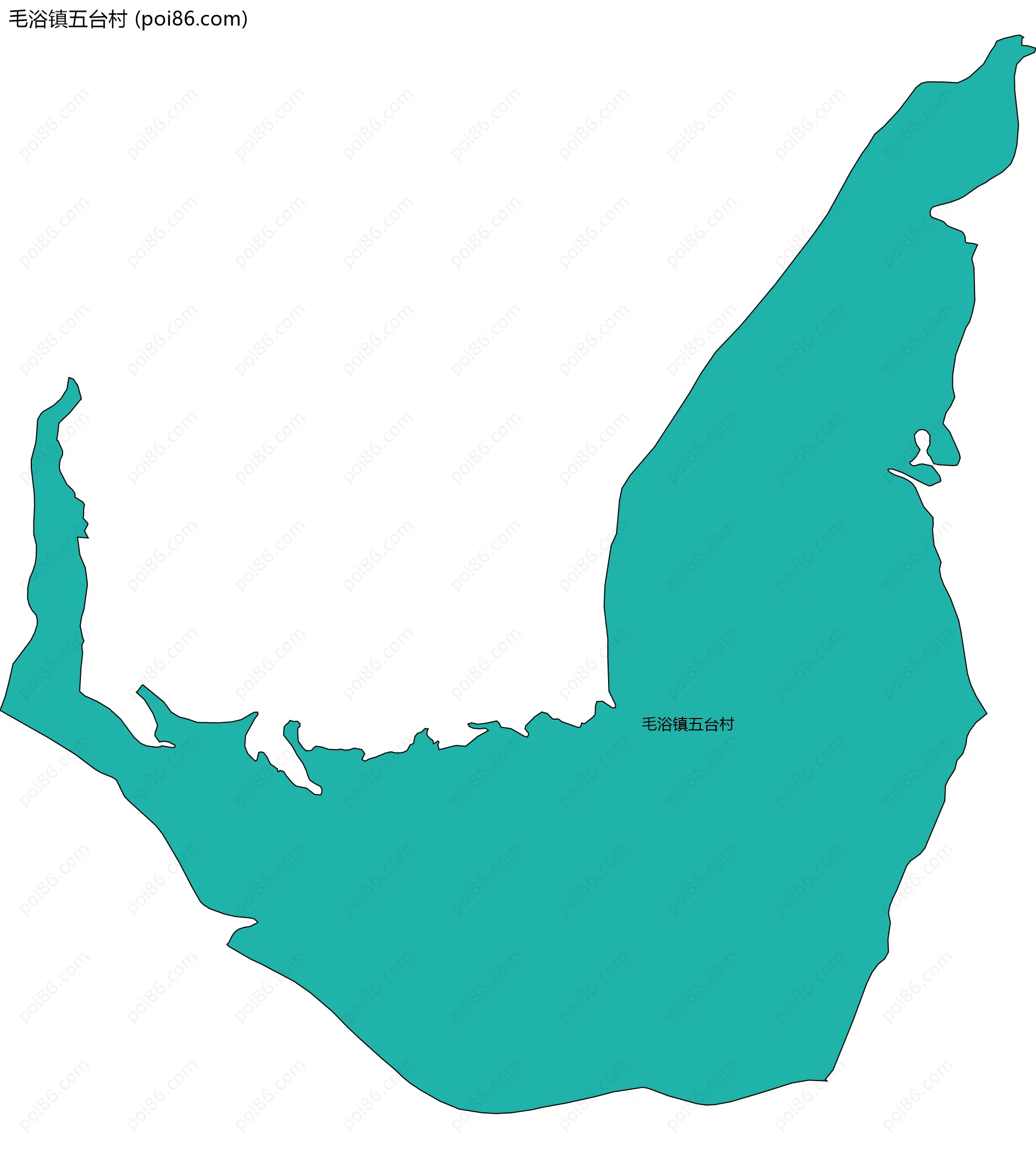 毛浴镇五台村边界地图