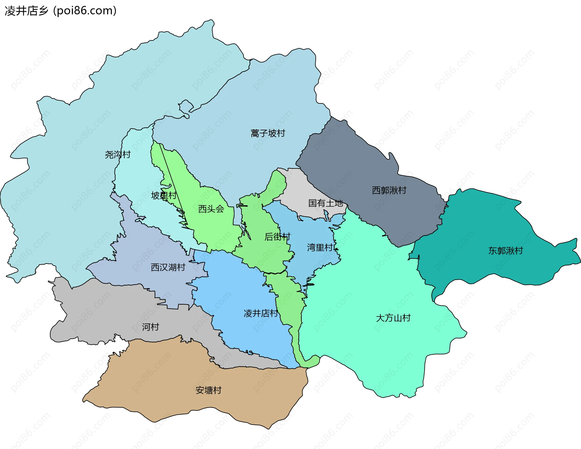 凌井店乡边界地图(五级行政区划)