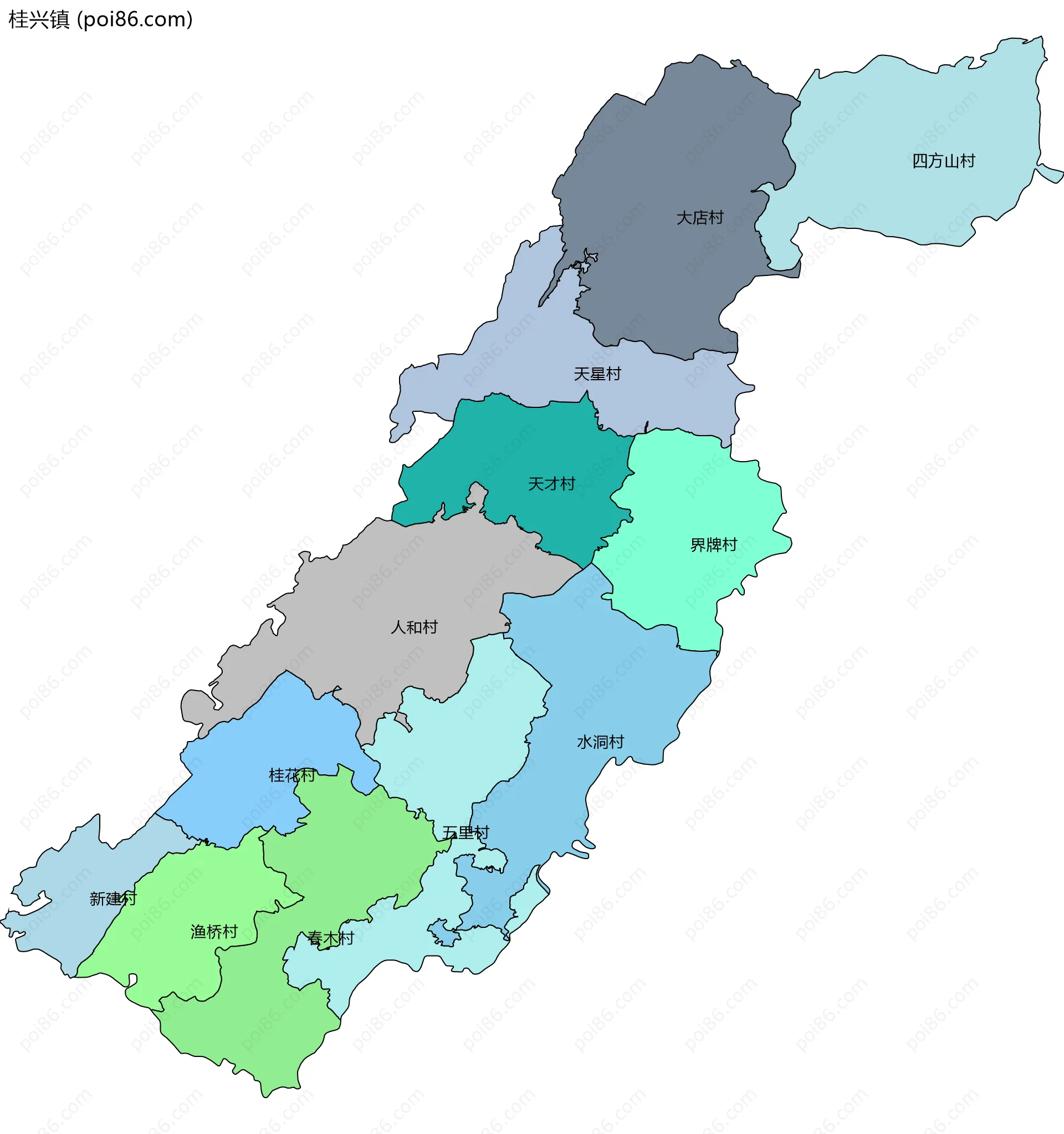 桂兴镇边界地图(五级行政区划)