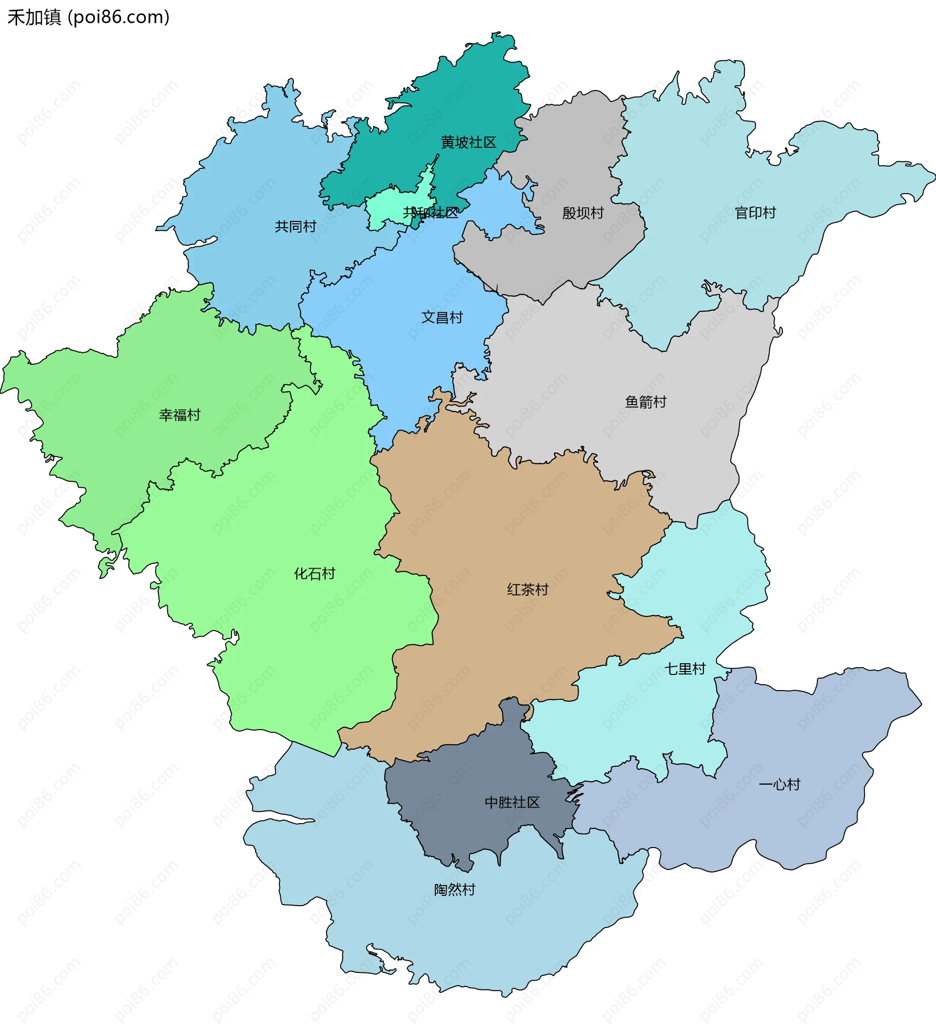 禾加镇边界地图(五级行政区划)