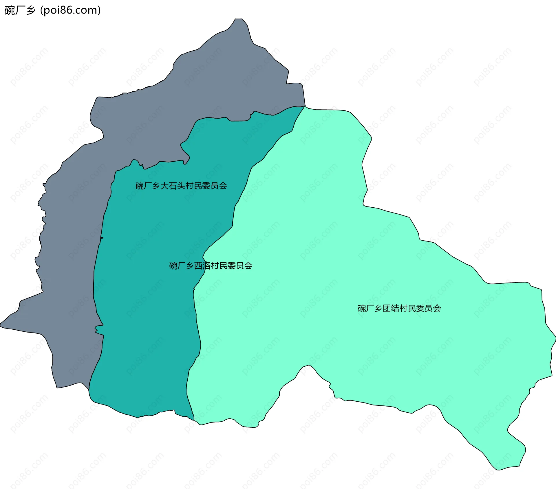 碗厂乡边界地图(五级行政区划)