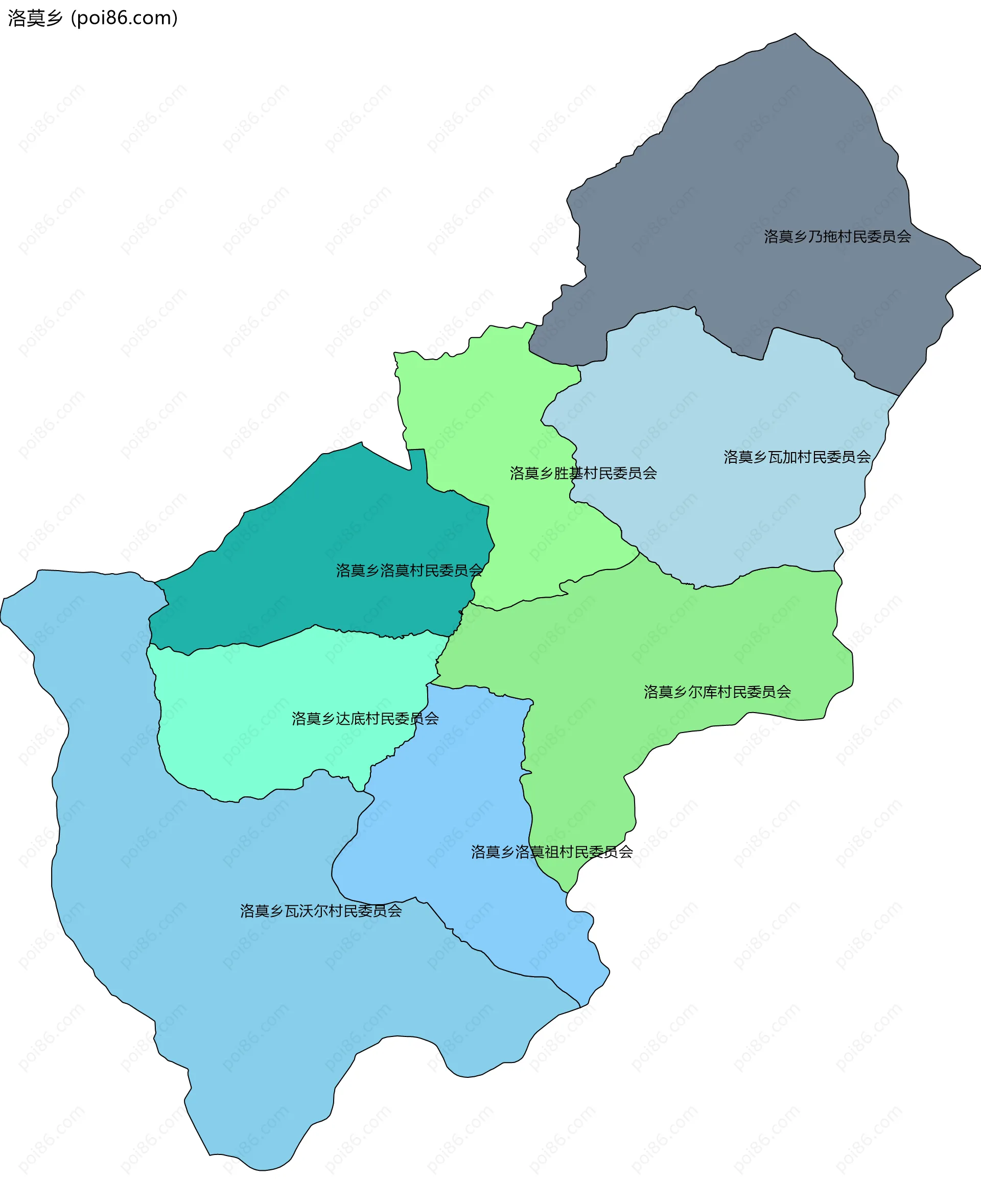 洛莫乡边界地图(五级行政区划)