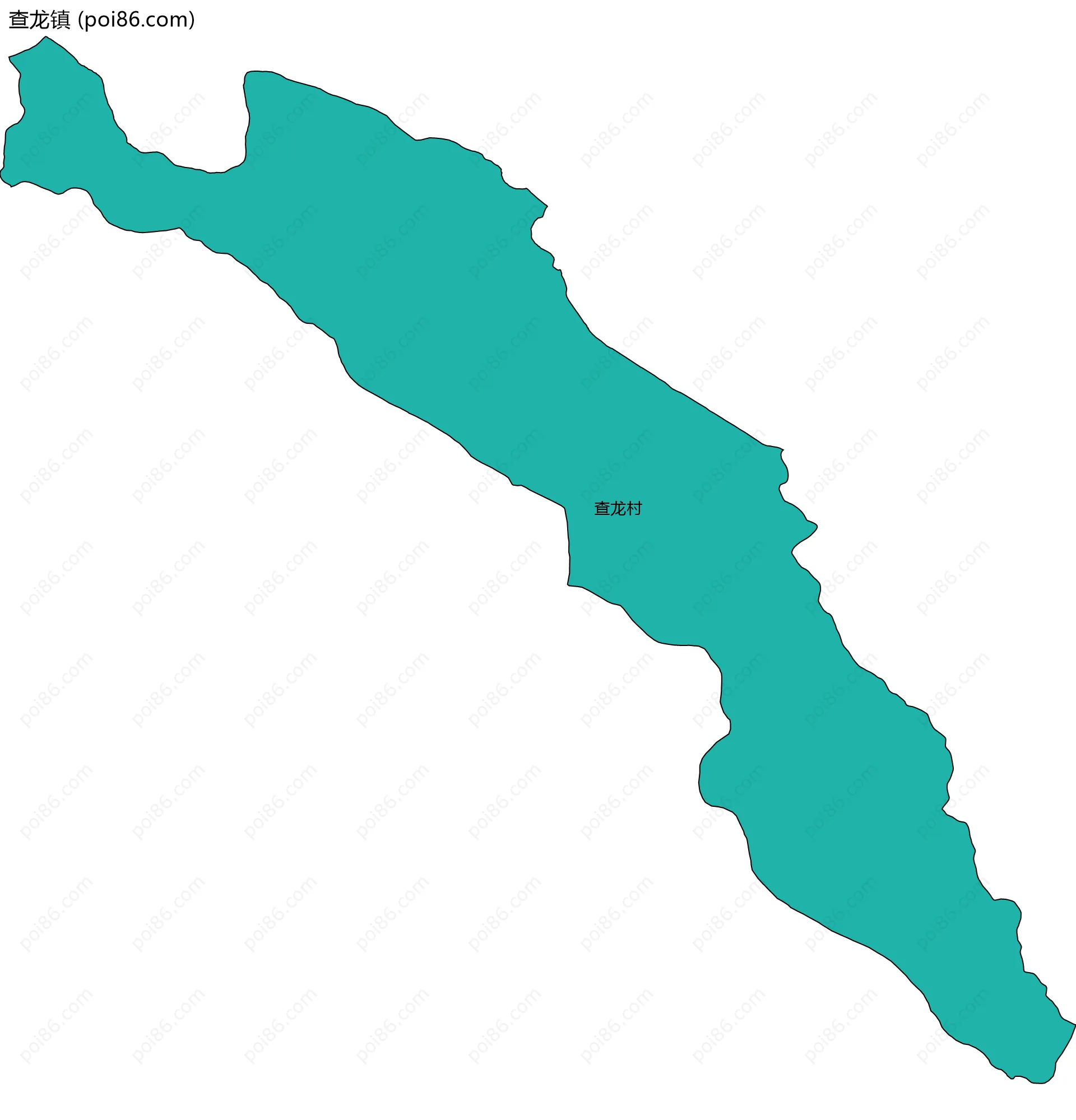 查龙镇边界地图(五级行政区划)