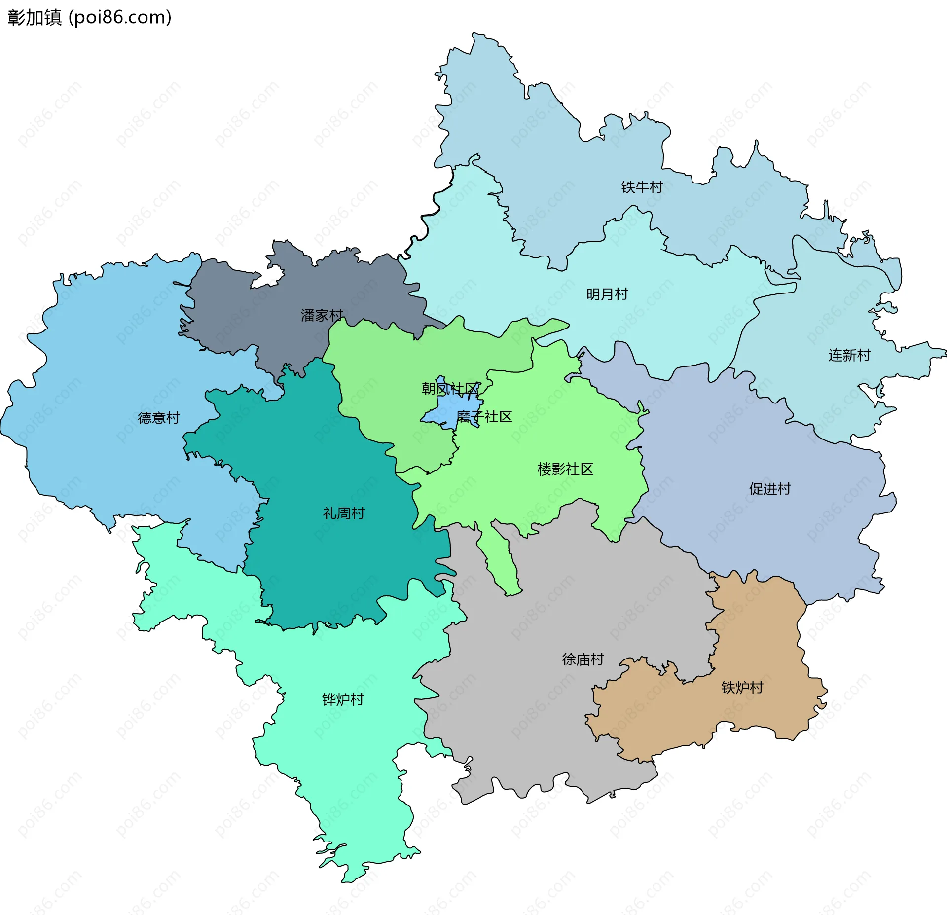 彰加镇边界地图(五级行政区划)