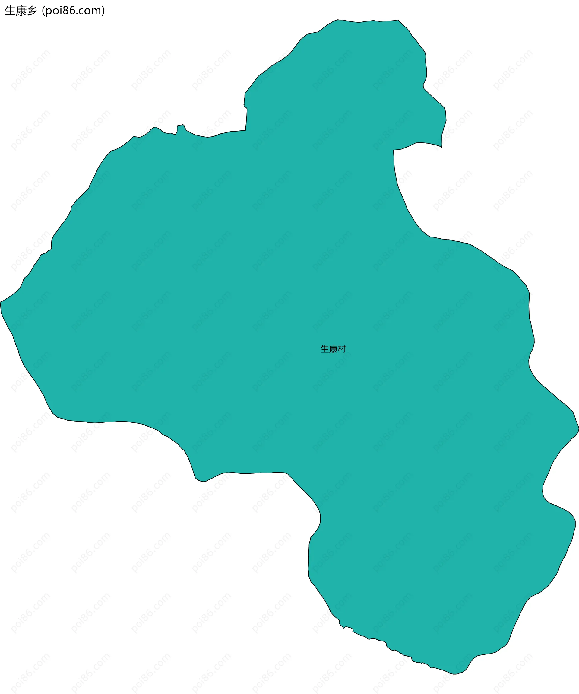 生康乡边界地图(五级行政区划)