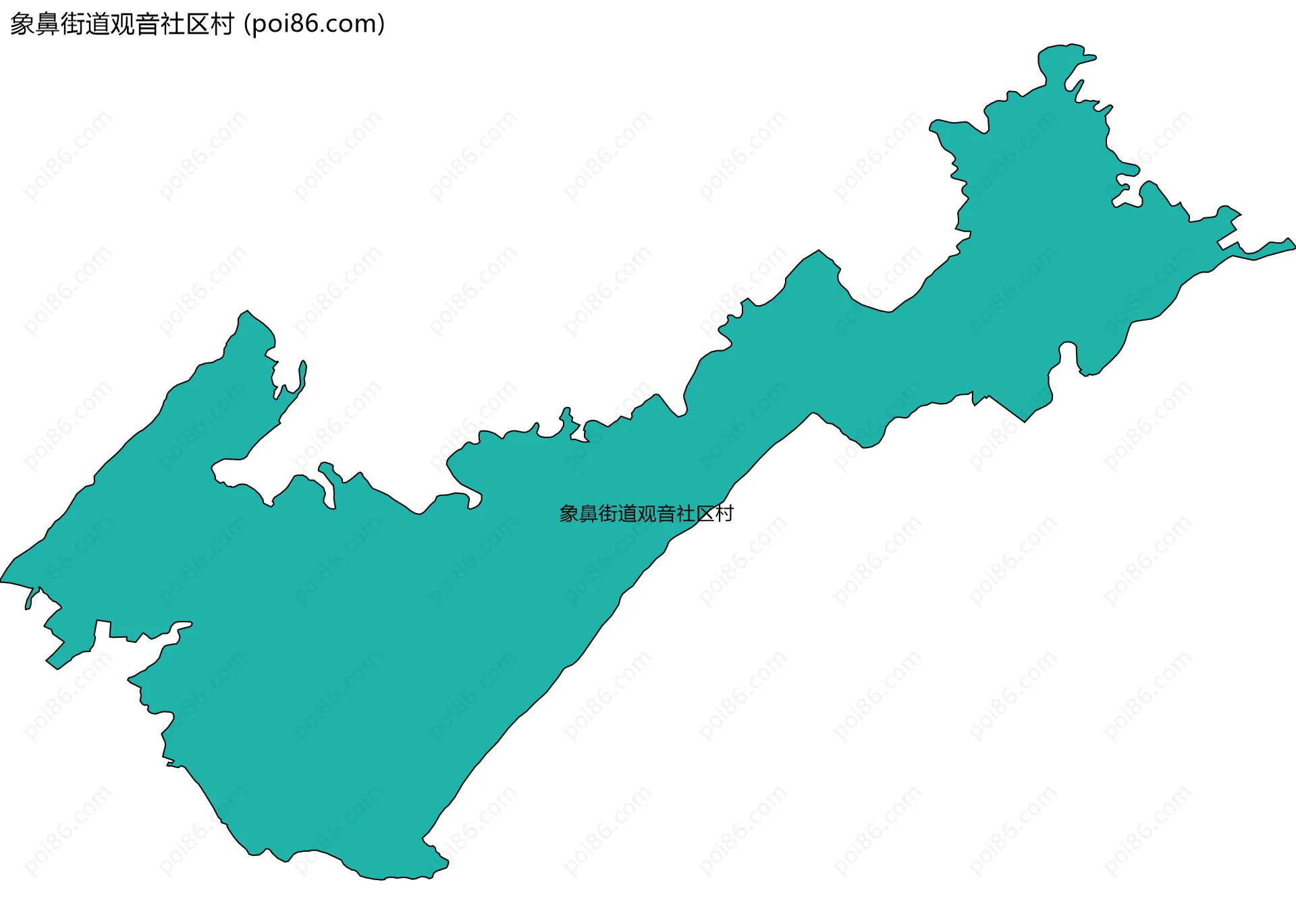 象鼻街道观音社区村边界地图