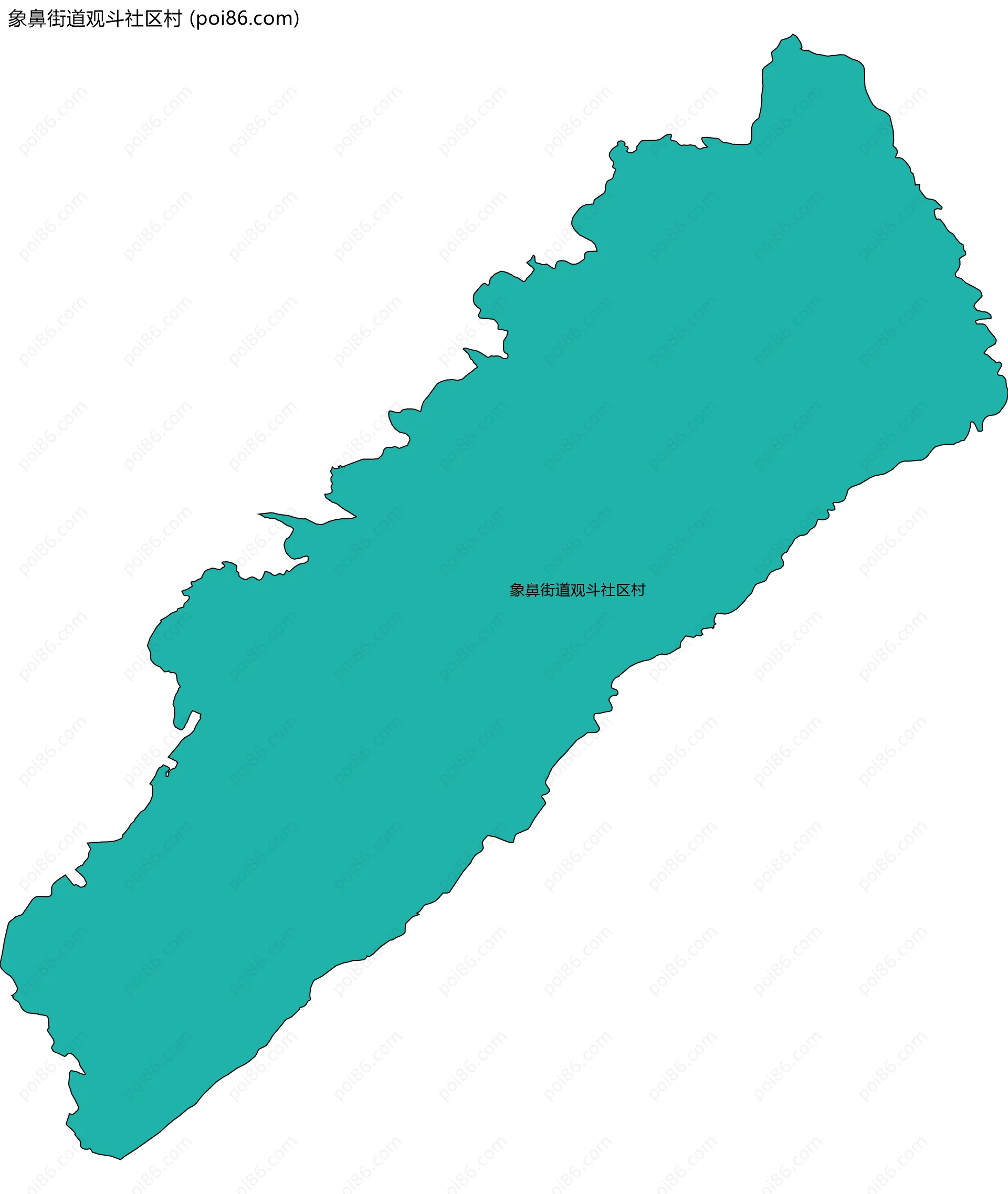 象鼻街道观斗社区村边界地图