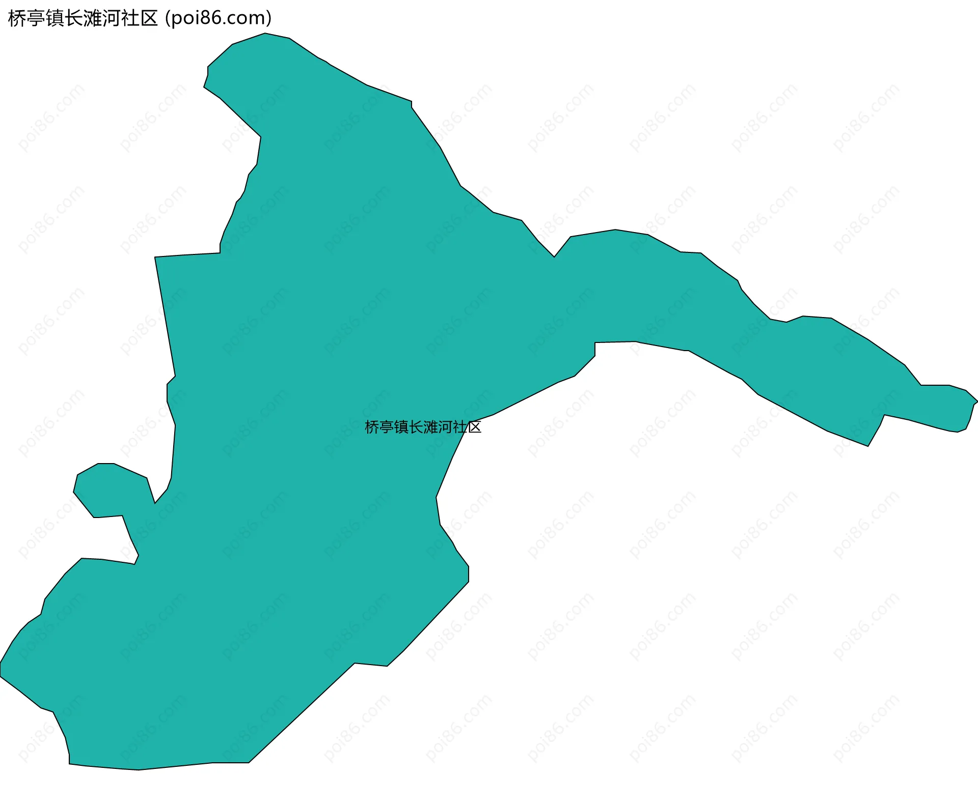 桥亭镇长滩河社区边界地图