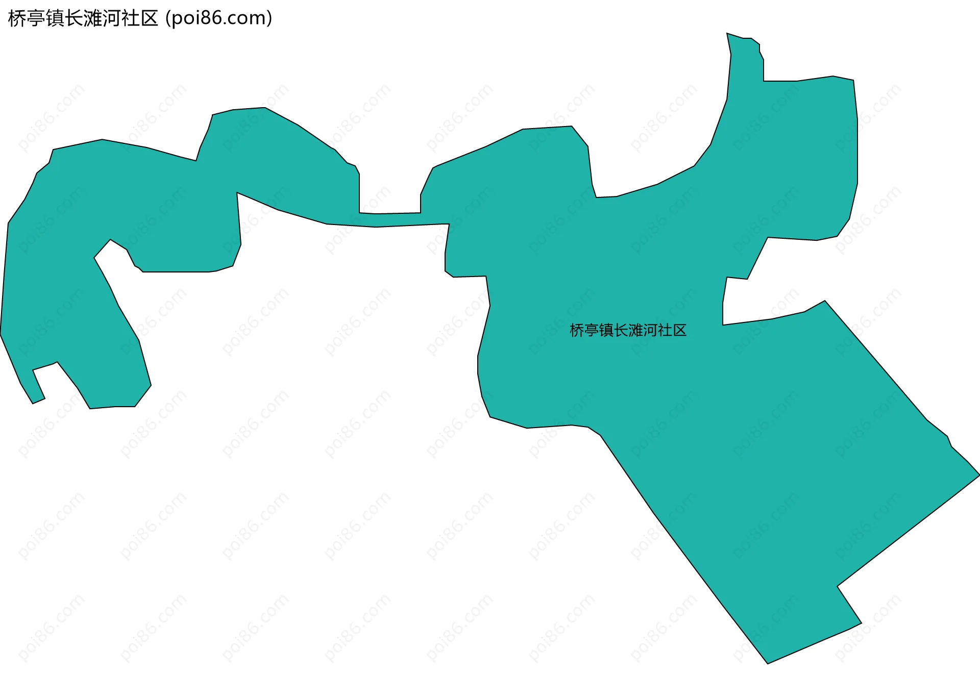 桥亭镇长滩河社区边界地图