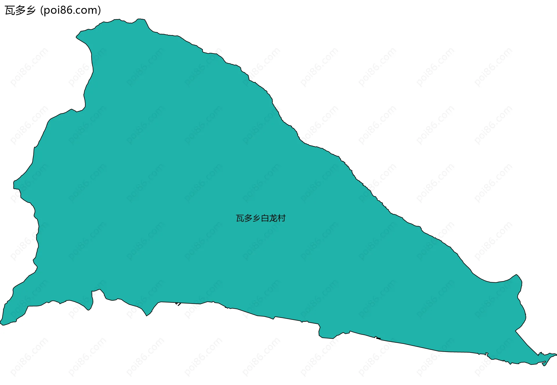 瓦多乡边界地图(五级行政区划)