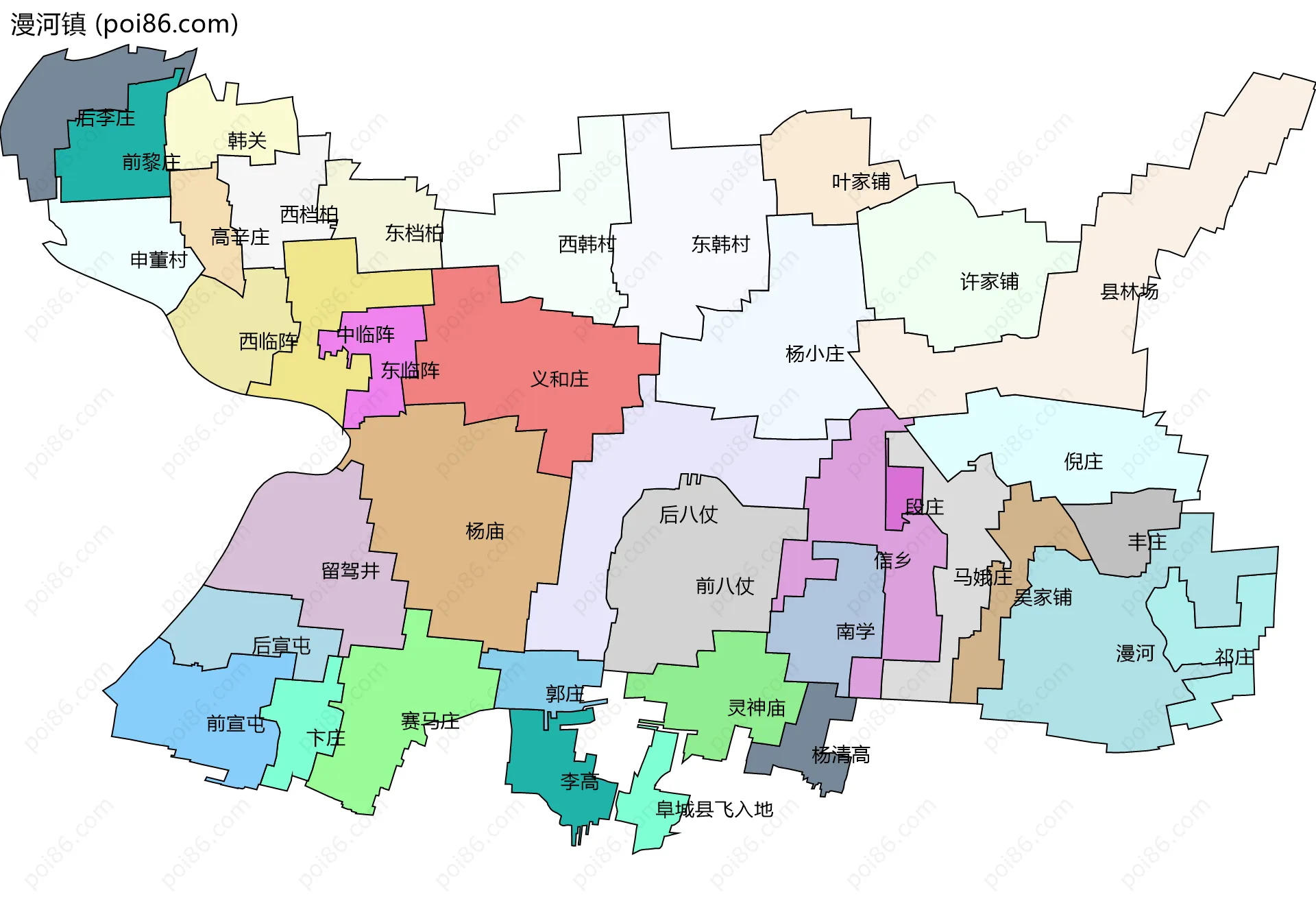 漫河镇边界地图(五级行政区划)