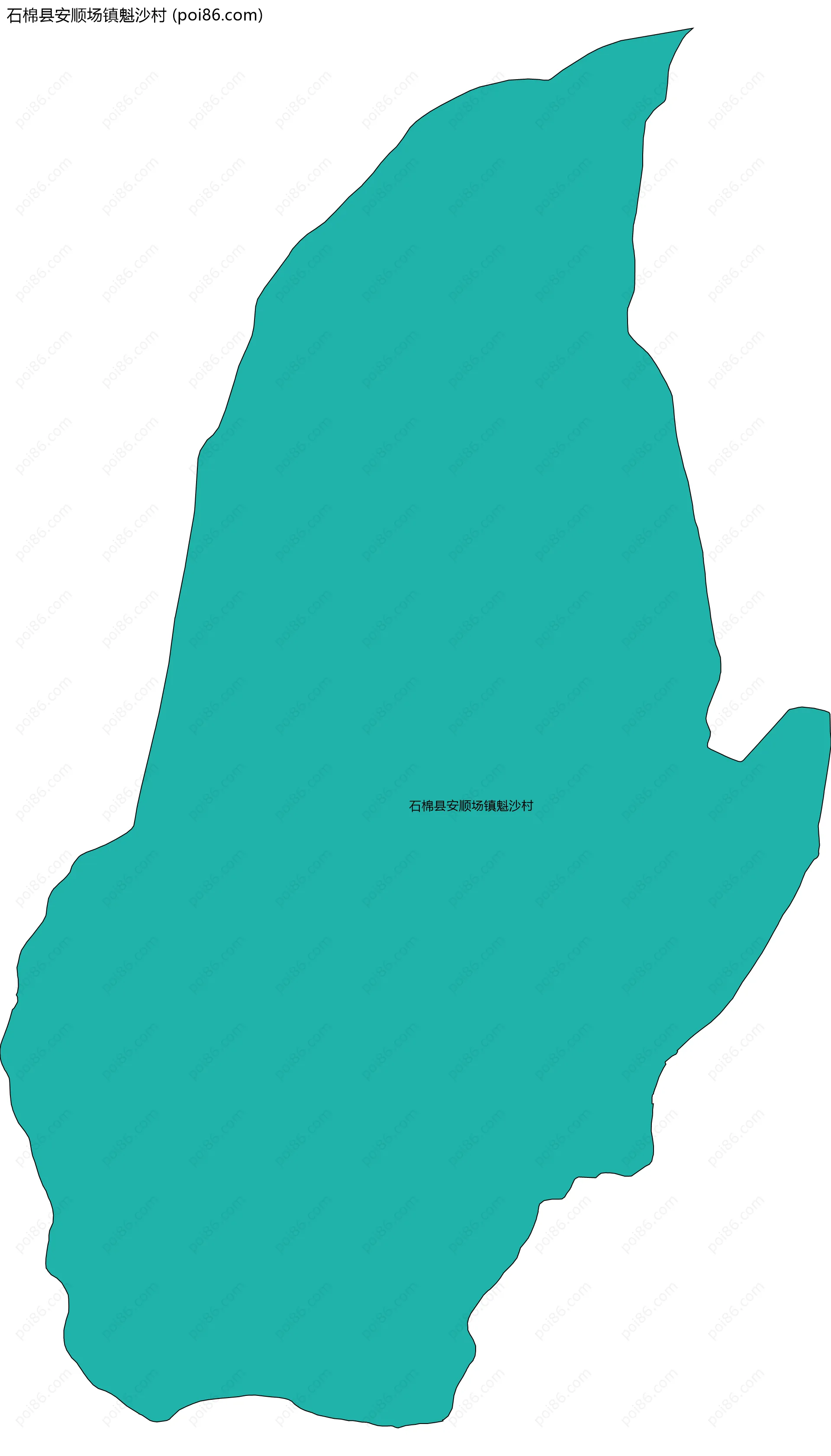 石棉县安顺场镇魁沙村边界地图