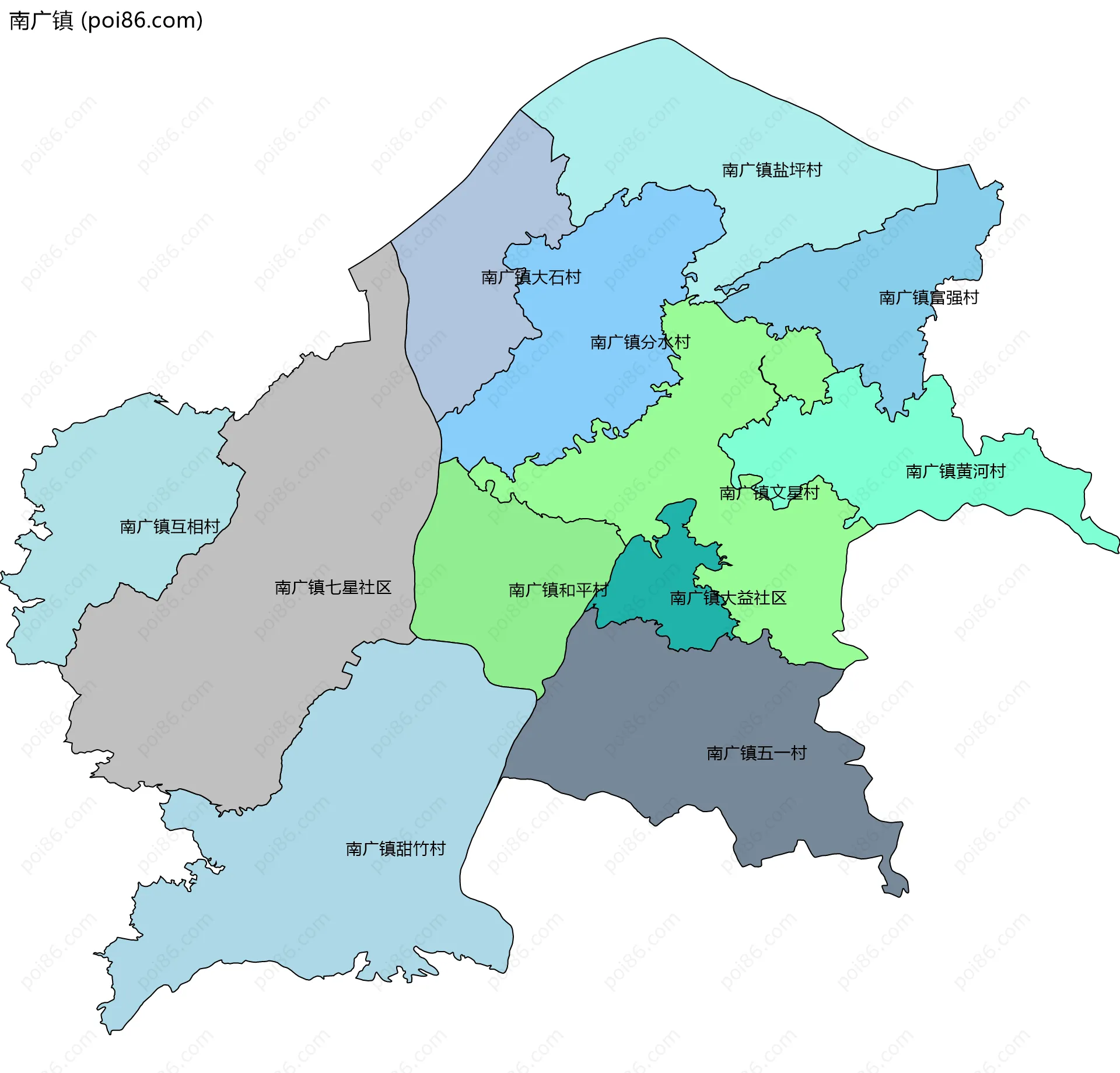 南广镇边界地图(五级行政区划)