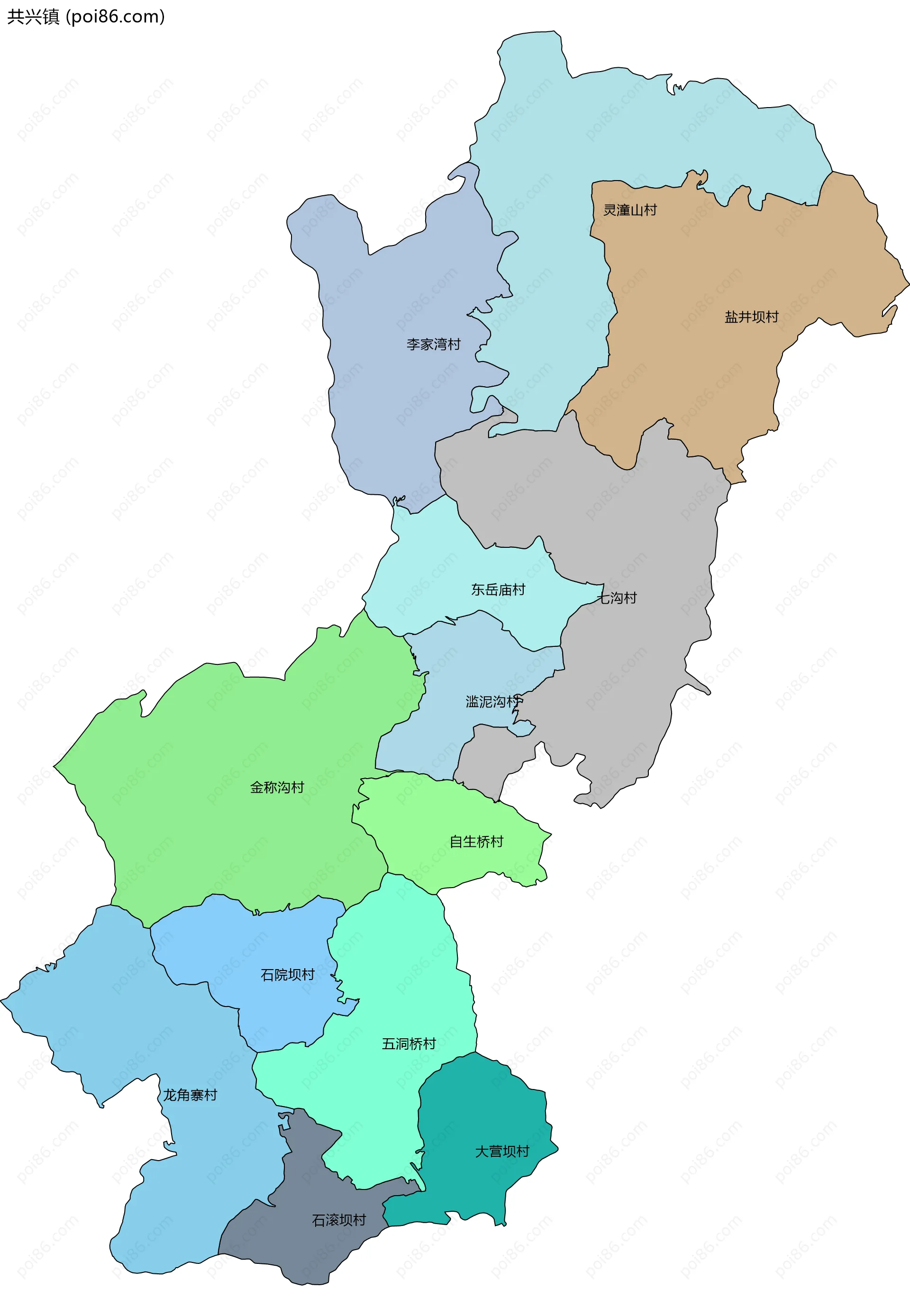 共兴镇边界地图(五级行政区划)