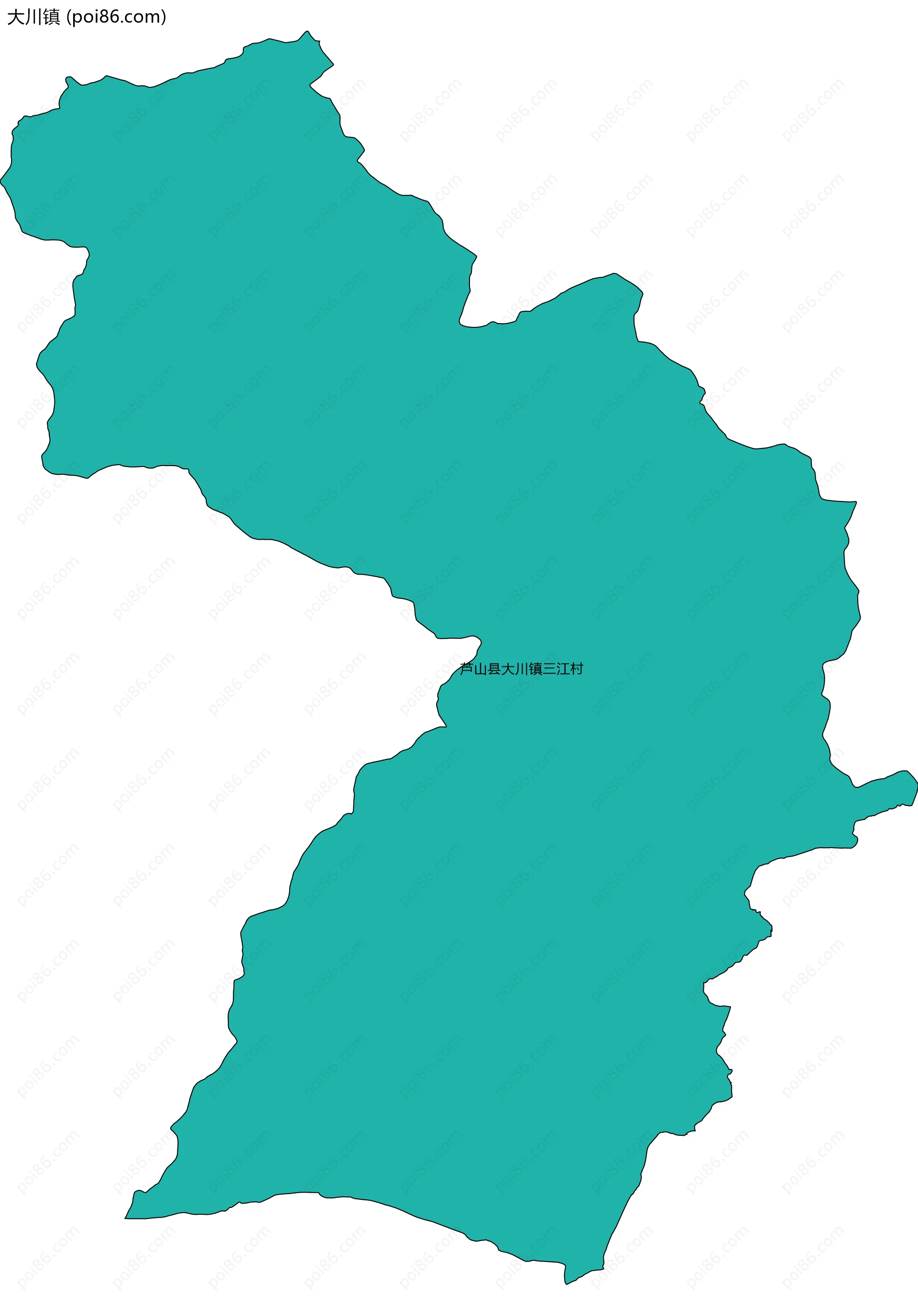 大川镇边界地图(五级行政区划)