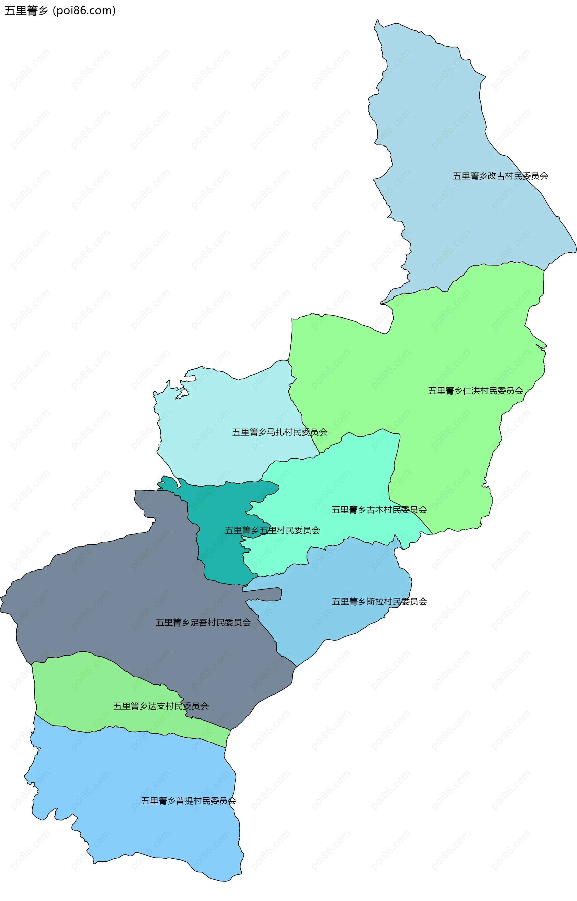 五里箐乡边界地图(五级行政区划)