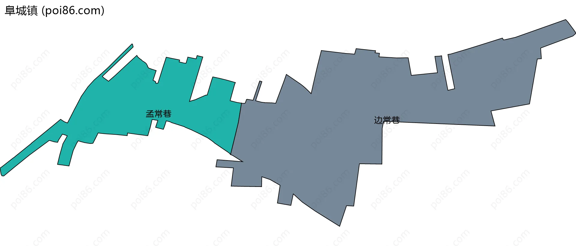 阜城镇边界地图(五级行政区划)