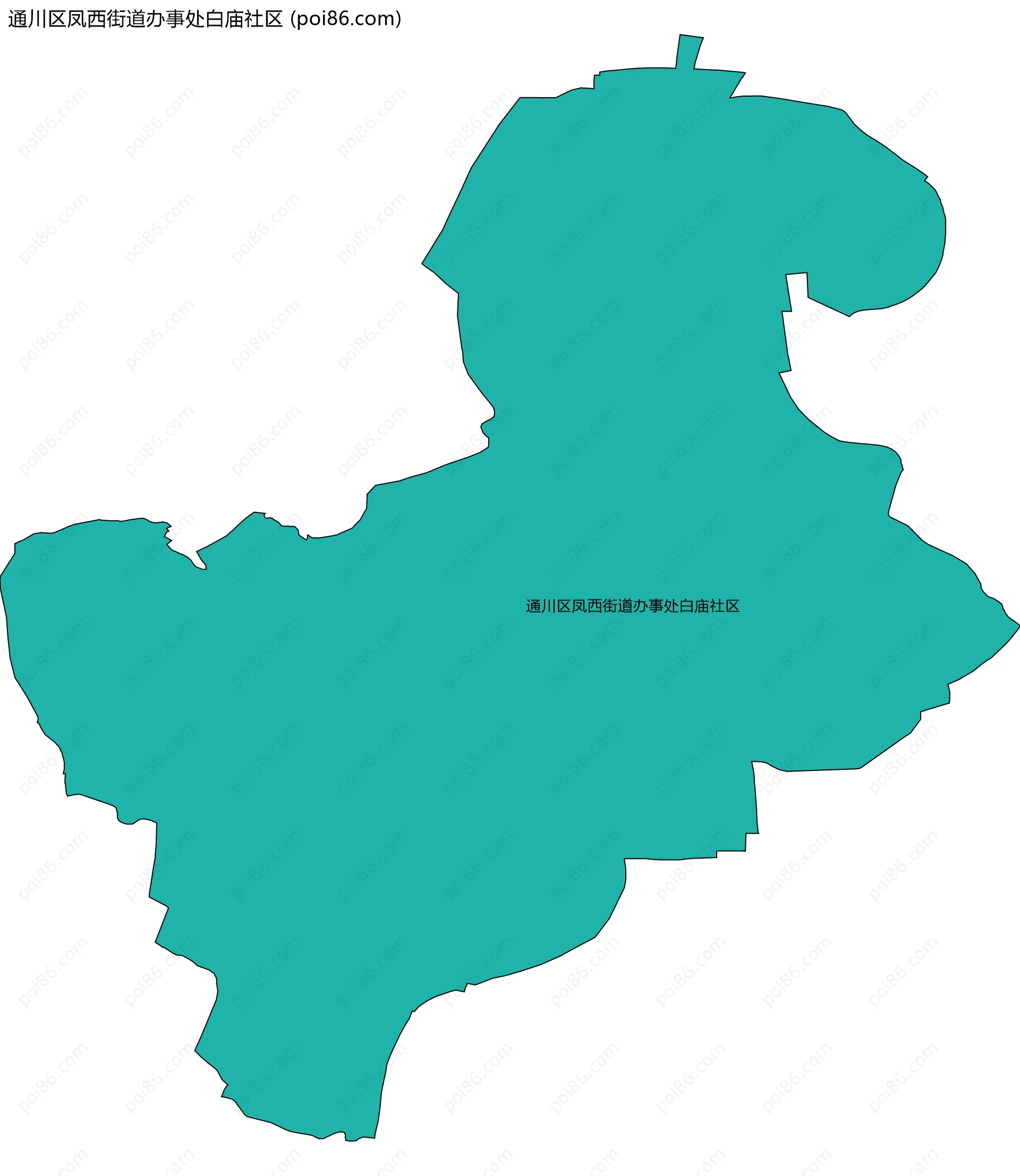 通川区凤西街道办事处白庙社区边界地图