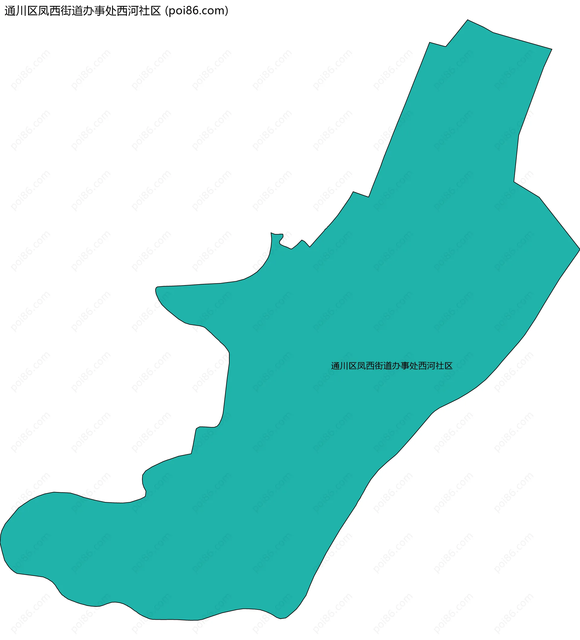通川区凤西街道办事处西河社区边界地图