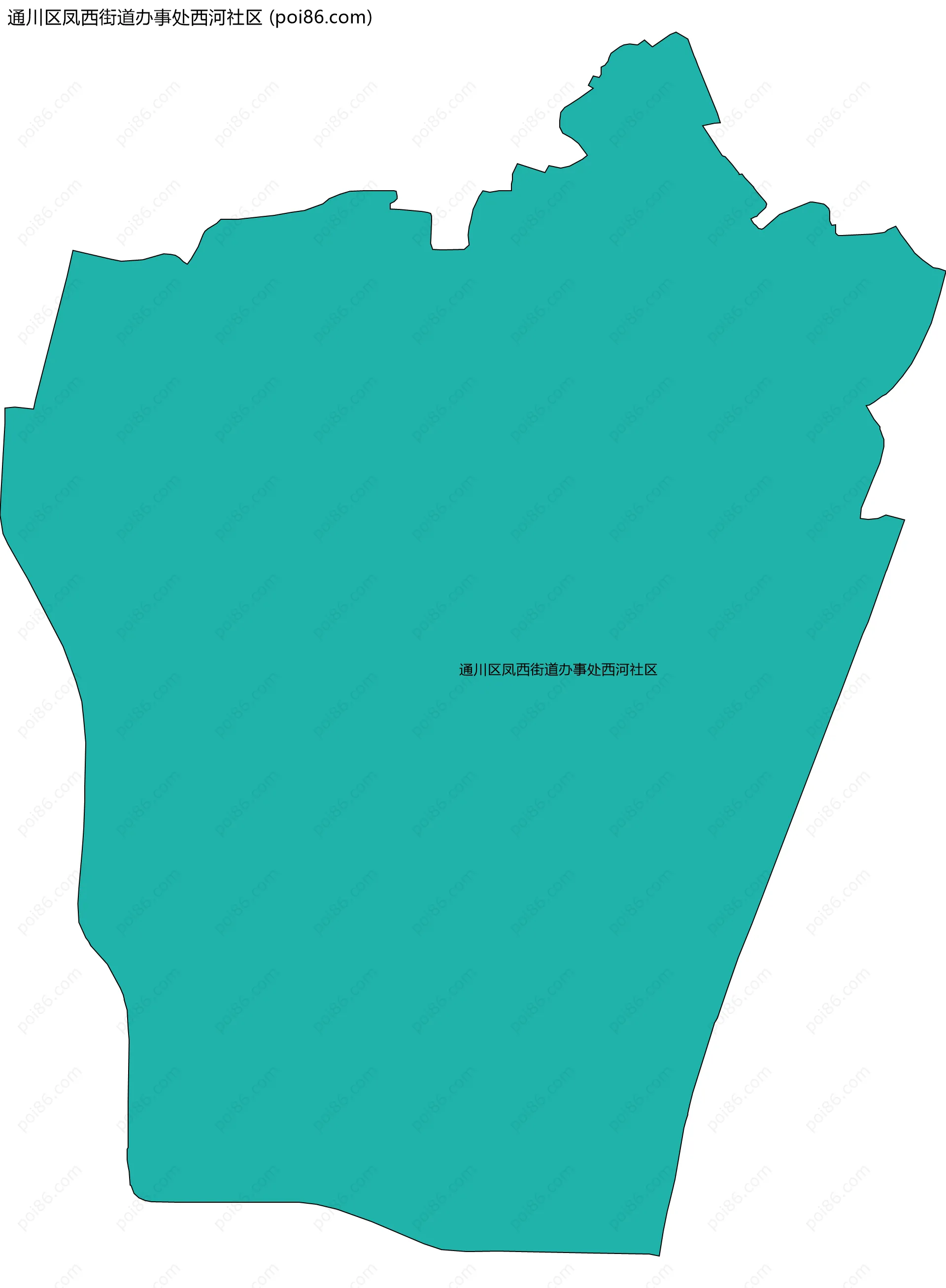 通川区凤西街道办事处西河社区边界地图