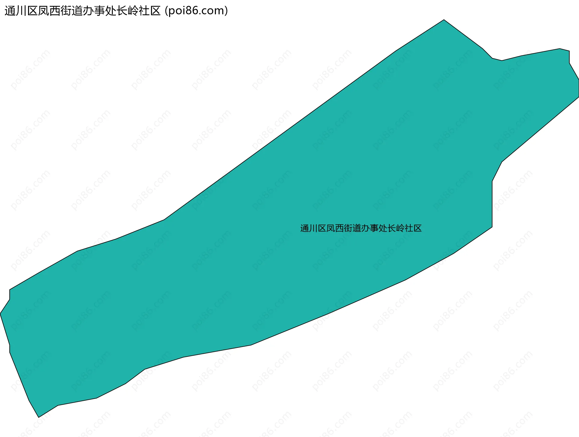 通川区凤西街道办事处长岭社区边界地图