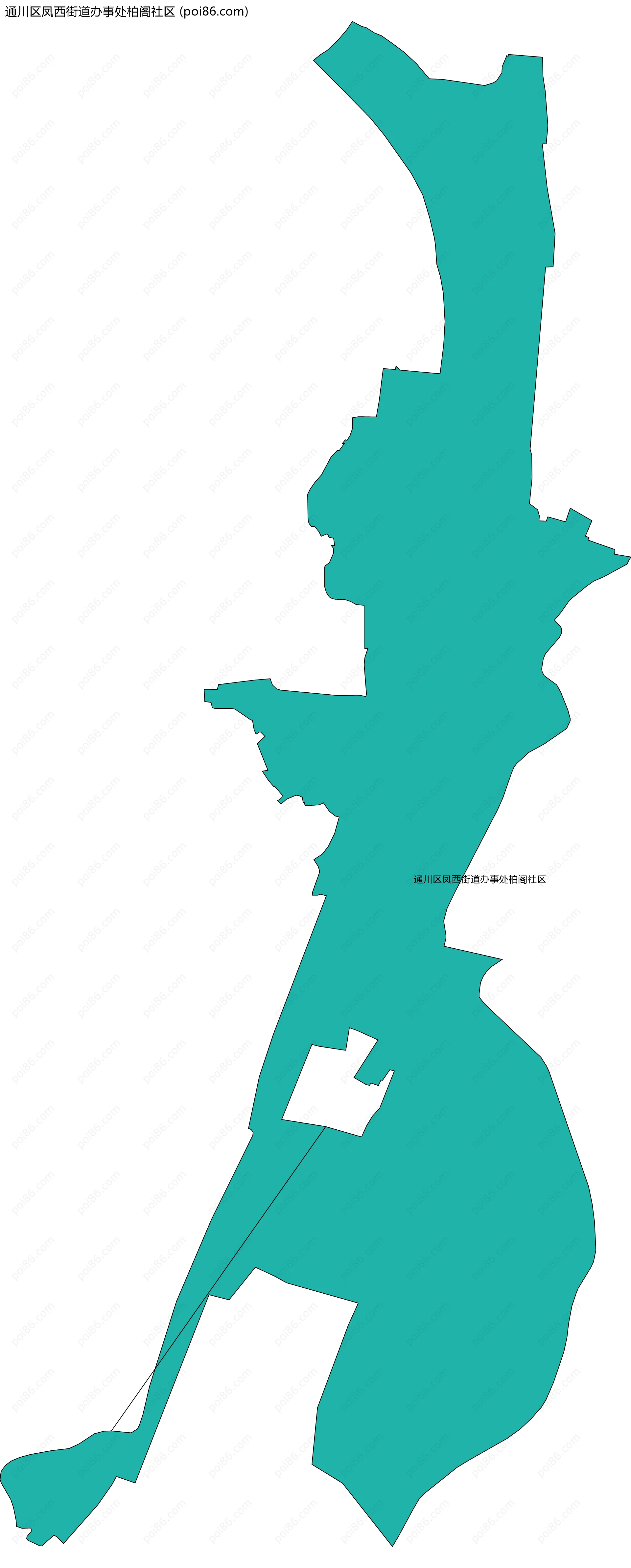 通川区凤西街道办事处柏阁社区边界地图