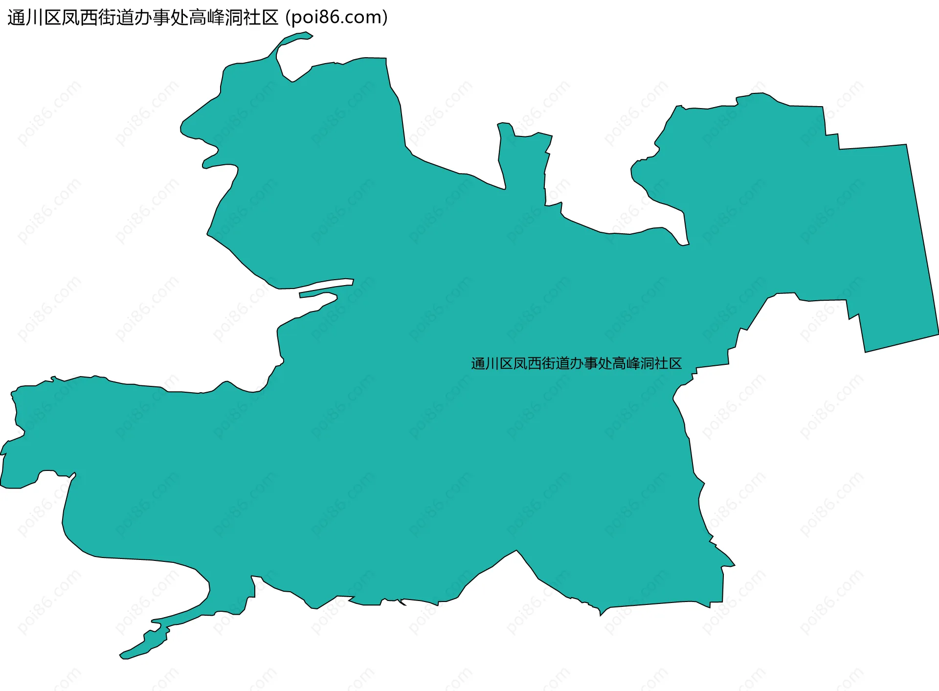通川区凤西街道办事处高峰洞社区边界地图