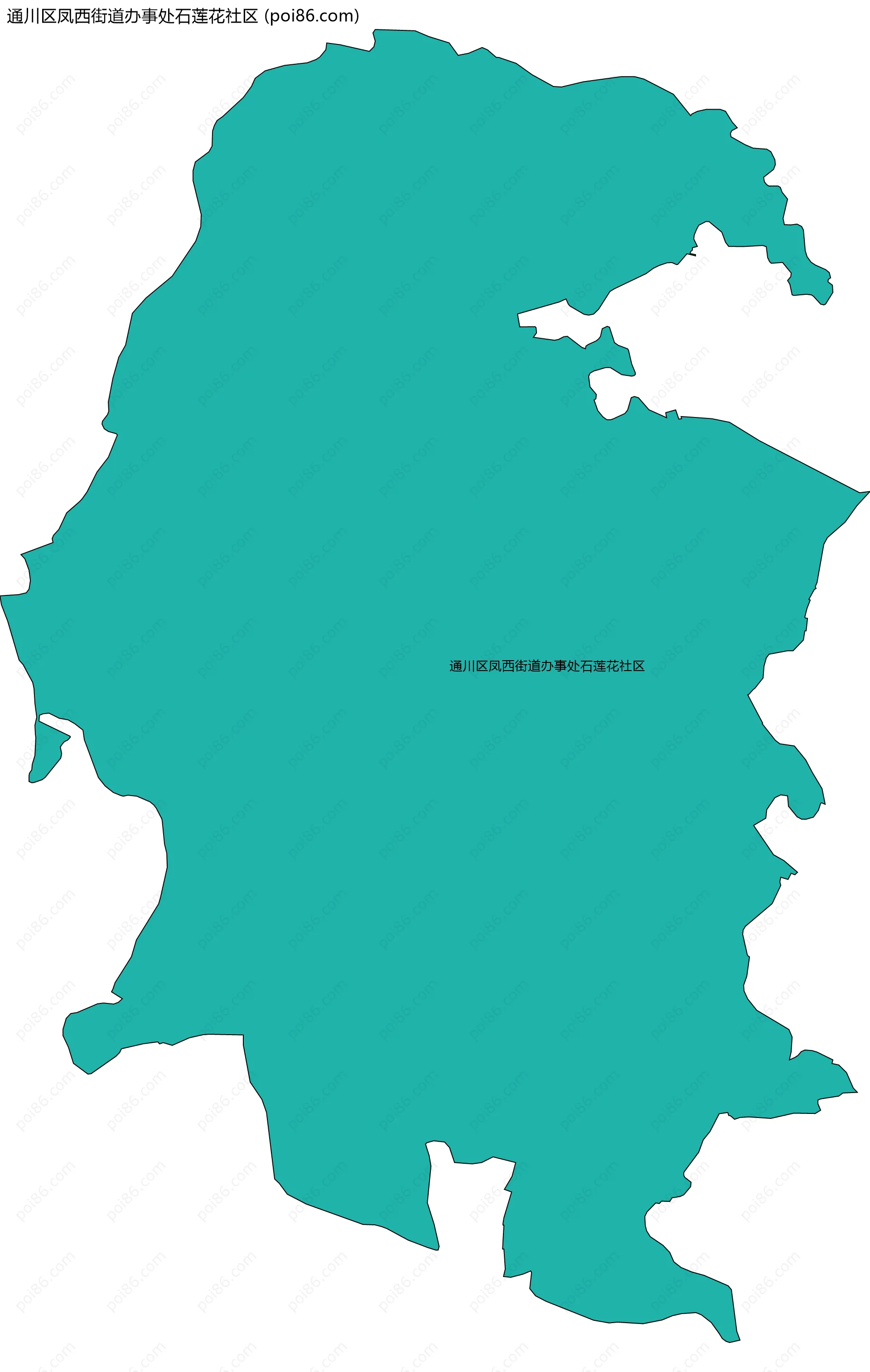 通川区凤西街道办事处石莲花社区边界地图