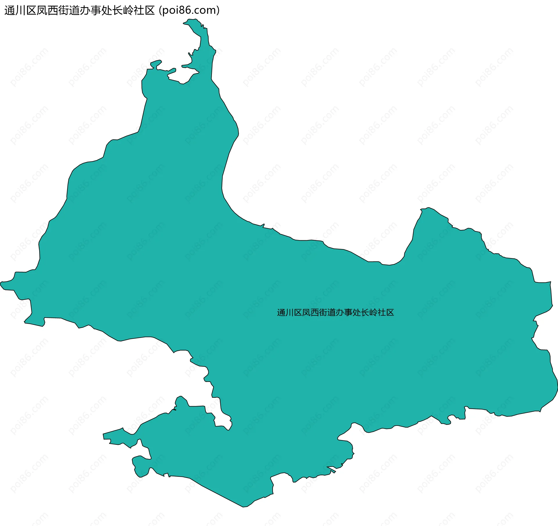 通川区凤西街道办事处长岭社区边界地图