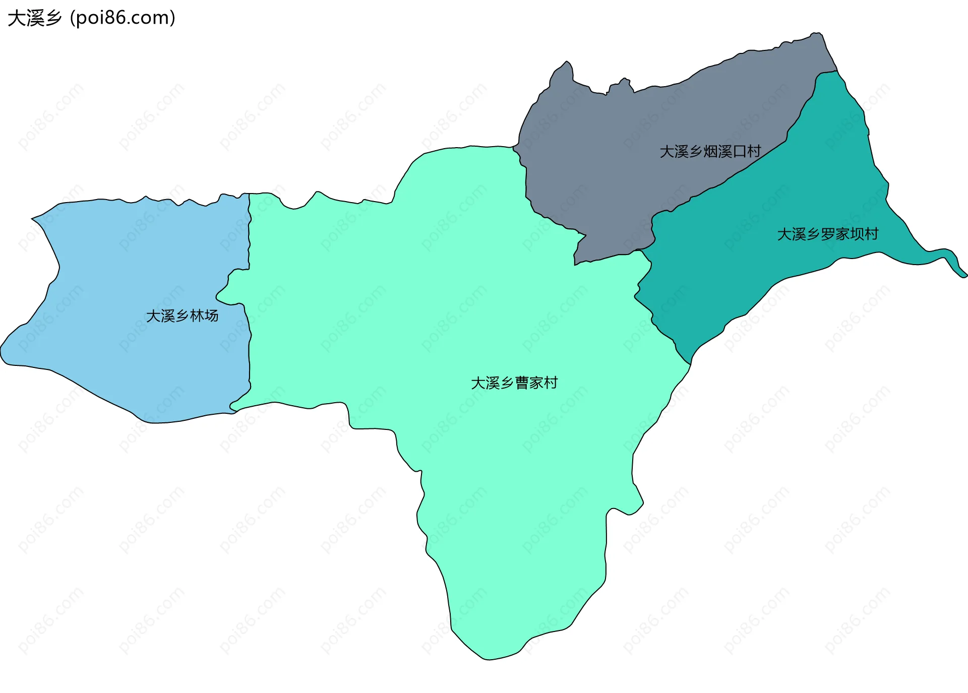 大溪乡边界地图(五级行政区划)