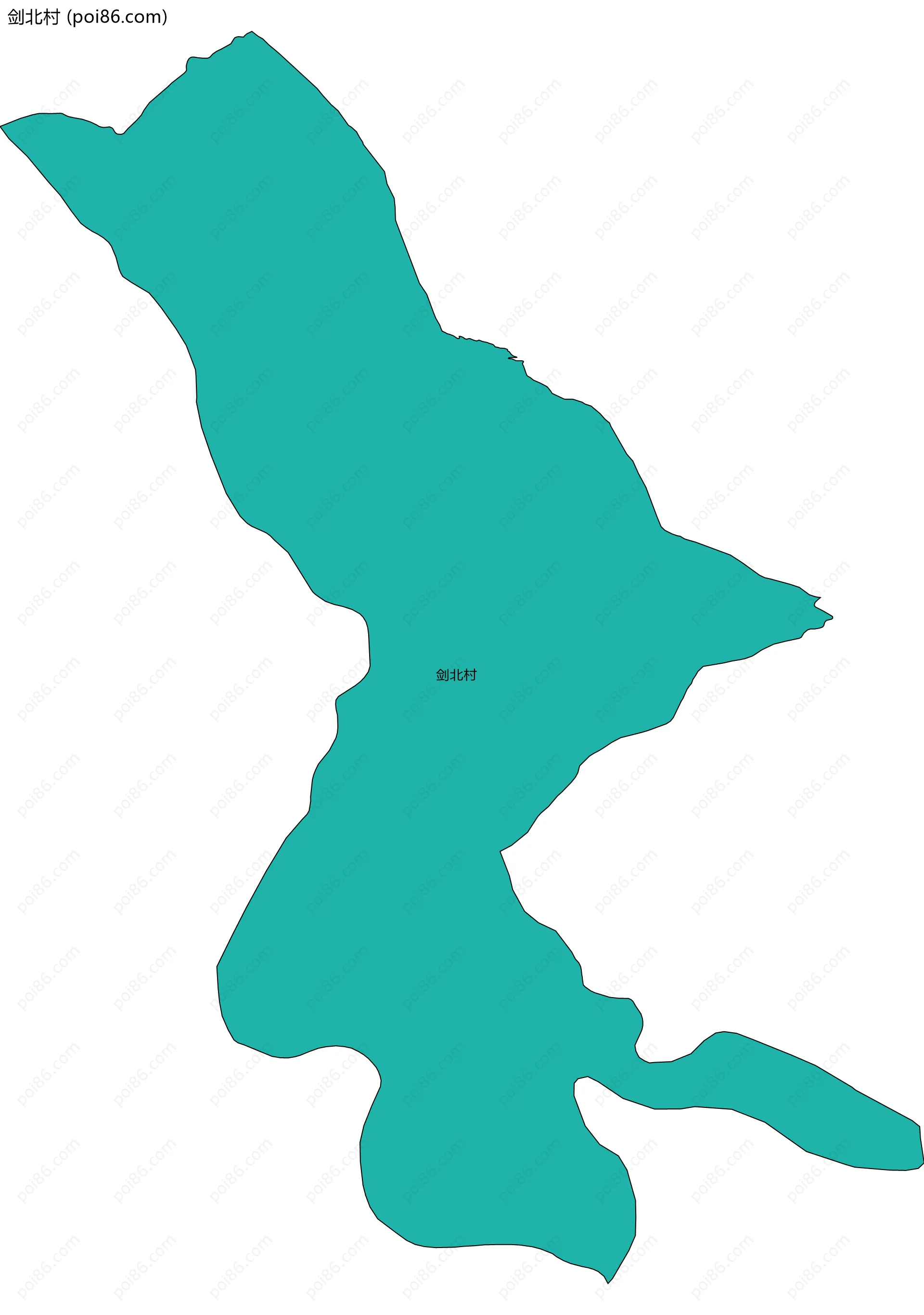 剑北村边界地图