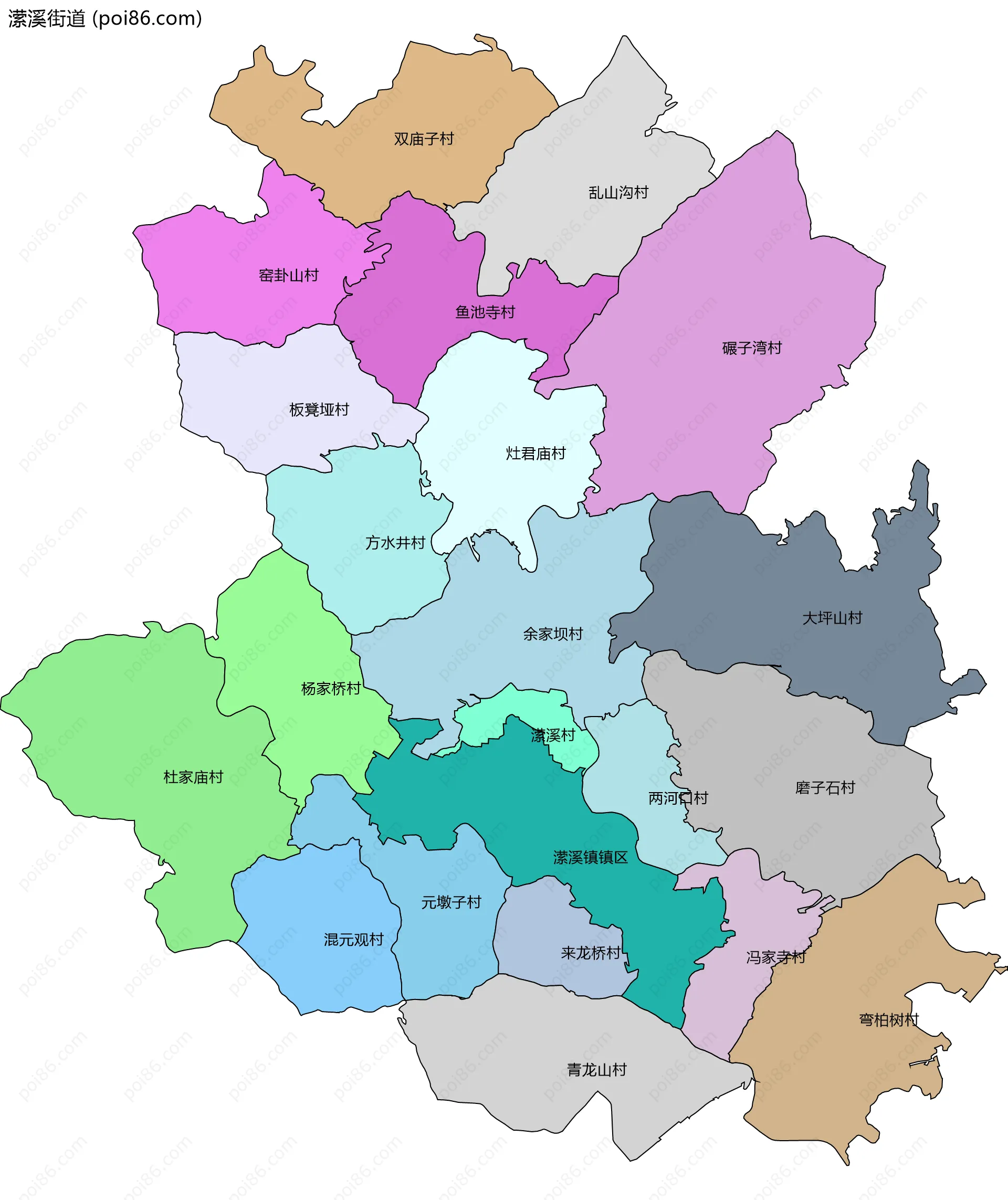 潆溪街道边界地图(五级行政区划)