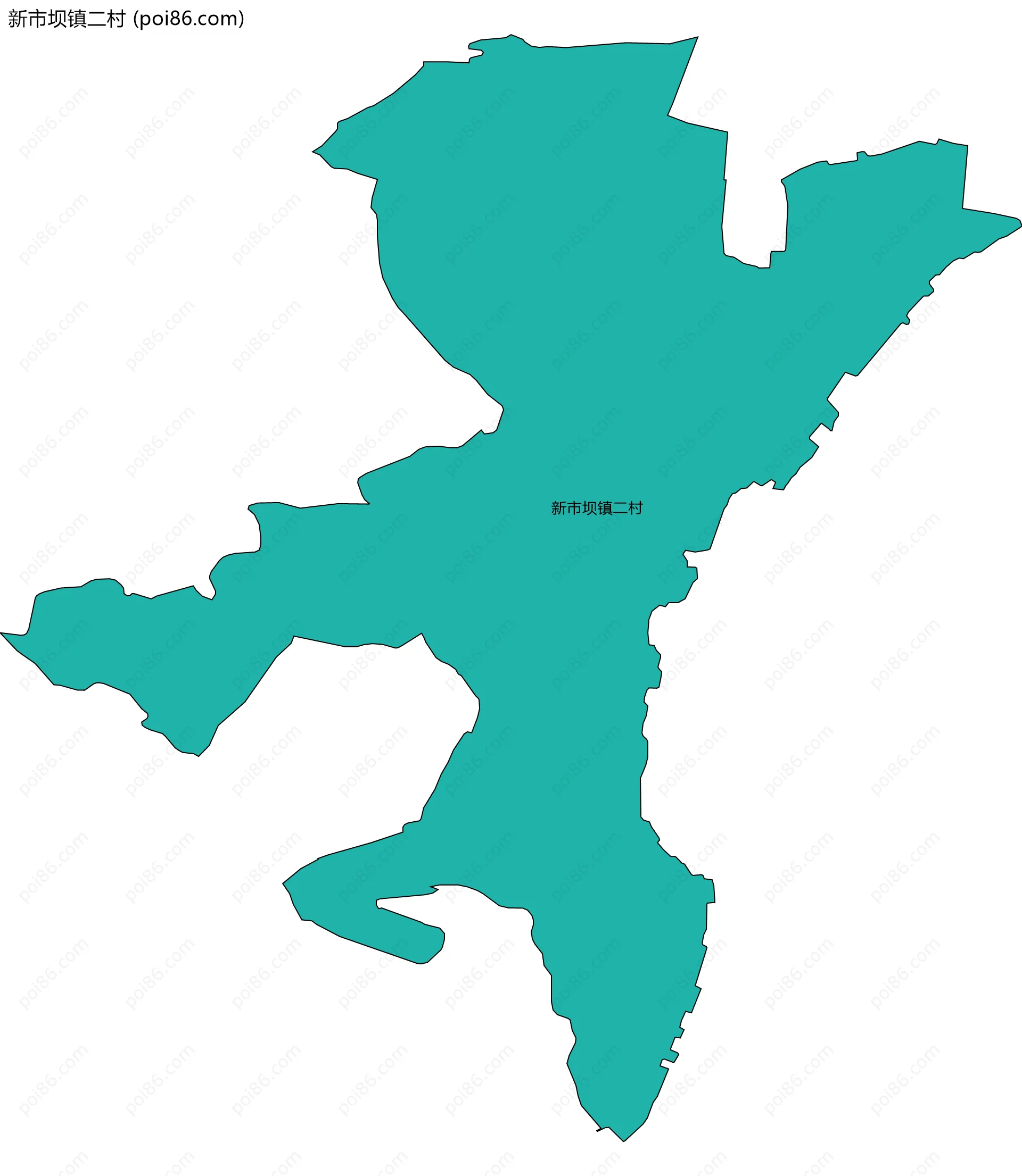 新市坝镇二村边界地图