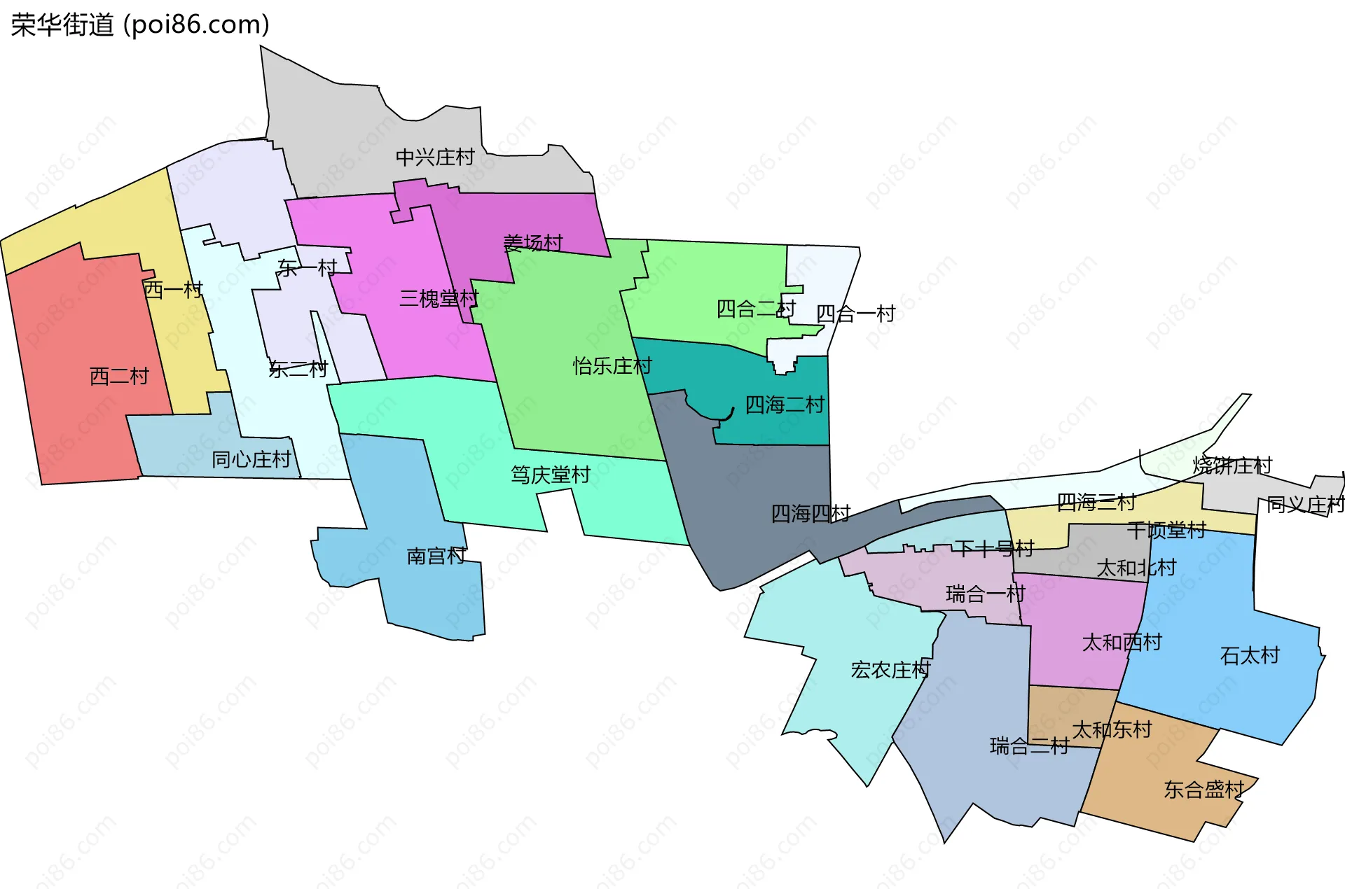 荣华街道边界地图(五级行政区划)