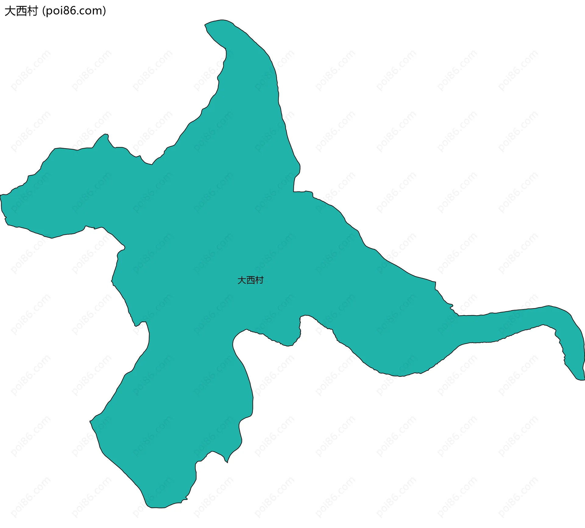 大西村边界地图