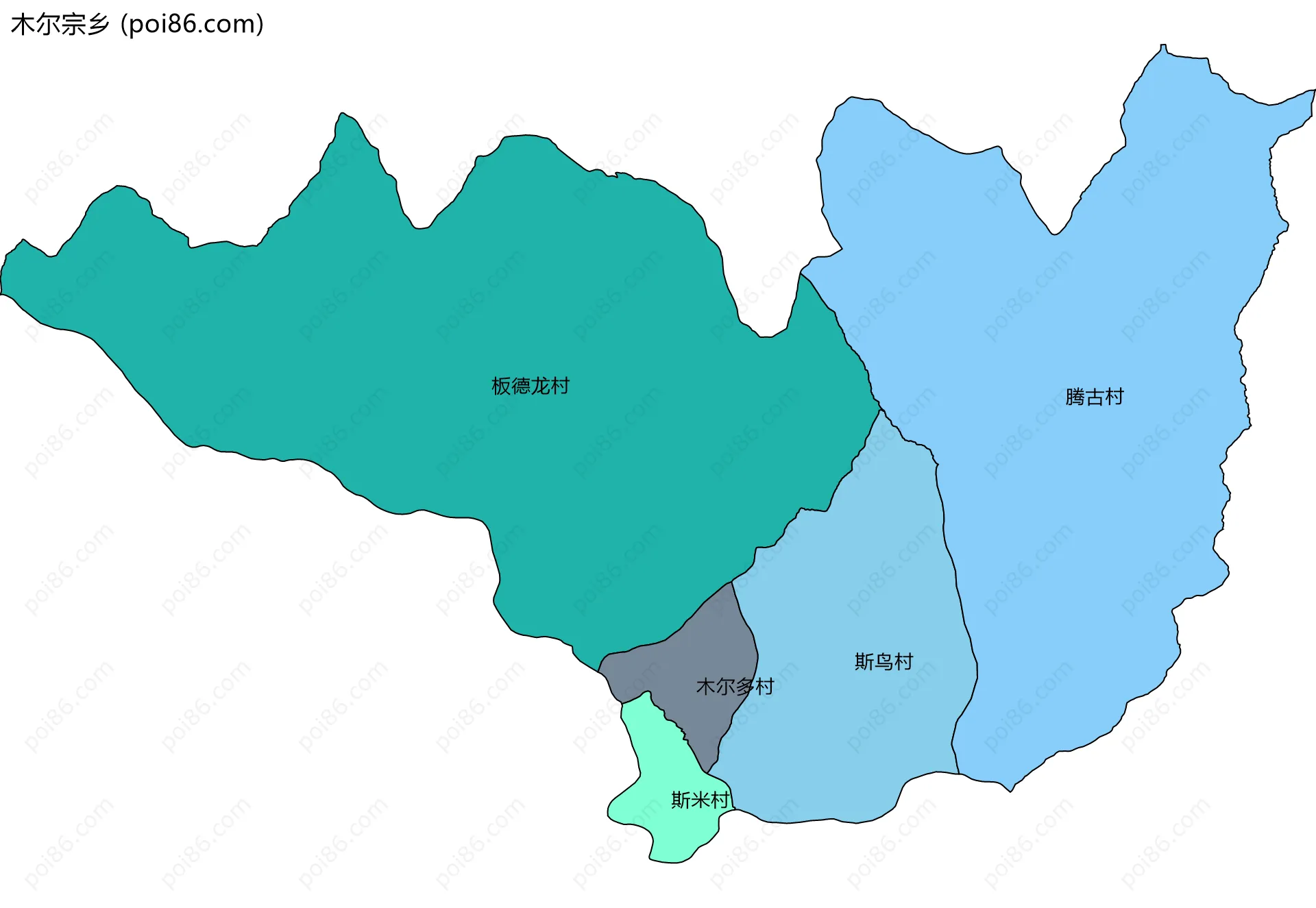 木尔宗乡边界地图(五级行政区划)