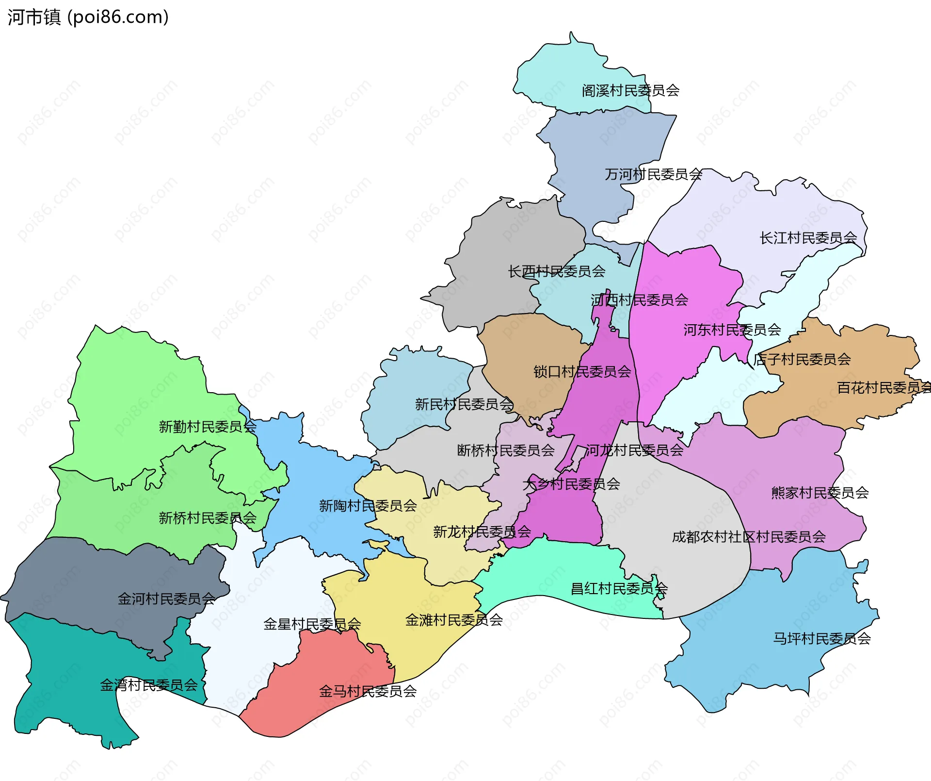 河市镇边界地图(五级行政区划)