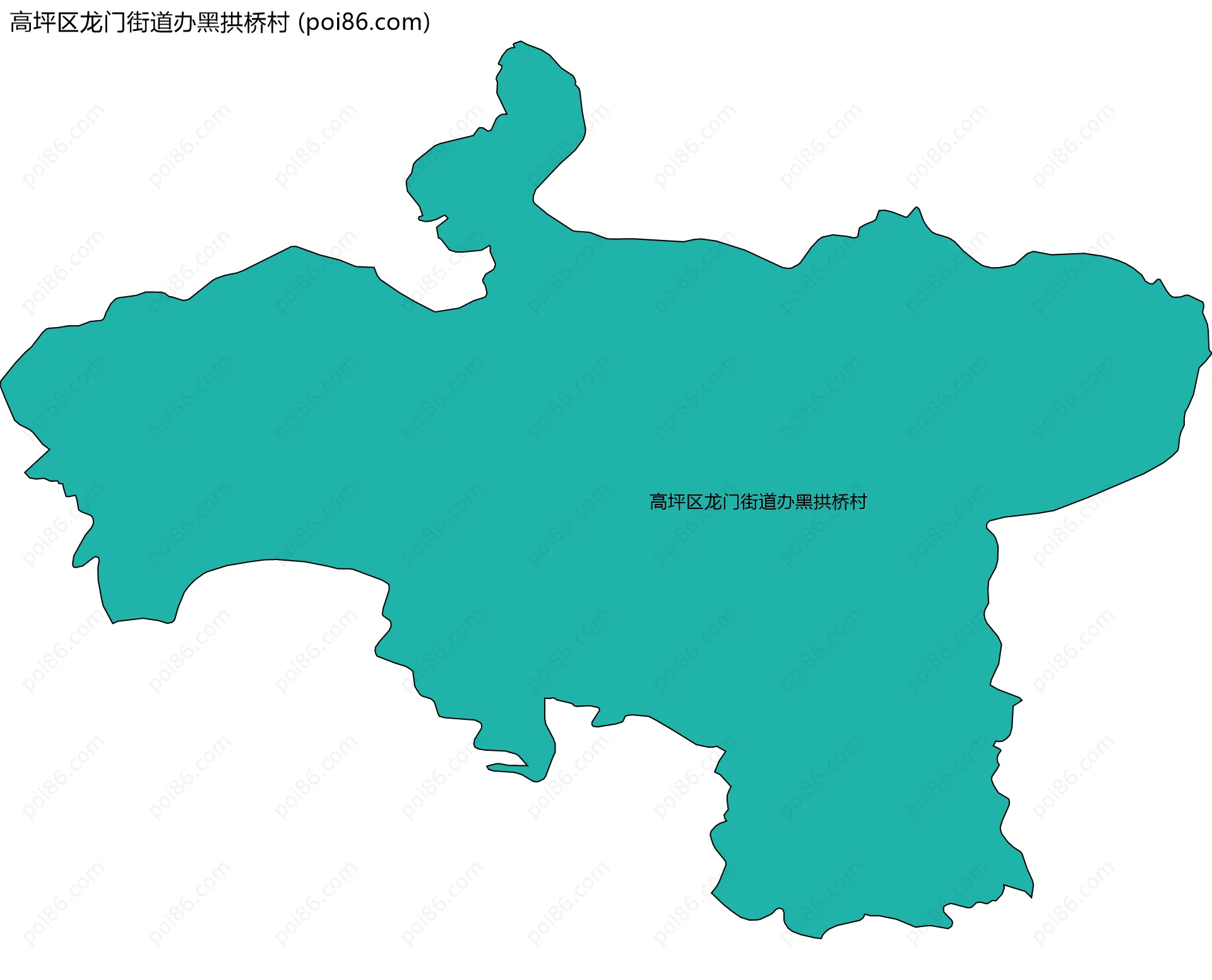 高坪区龙门街道办黑拱桥村边界地图