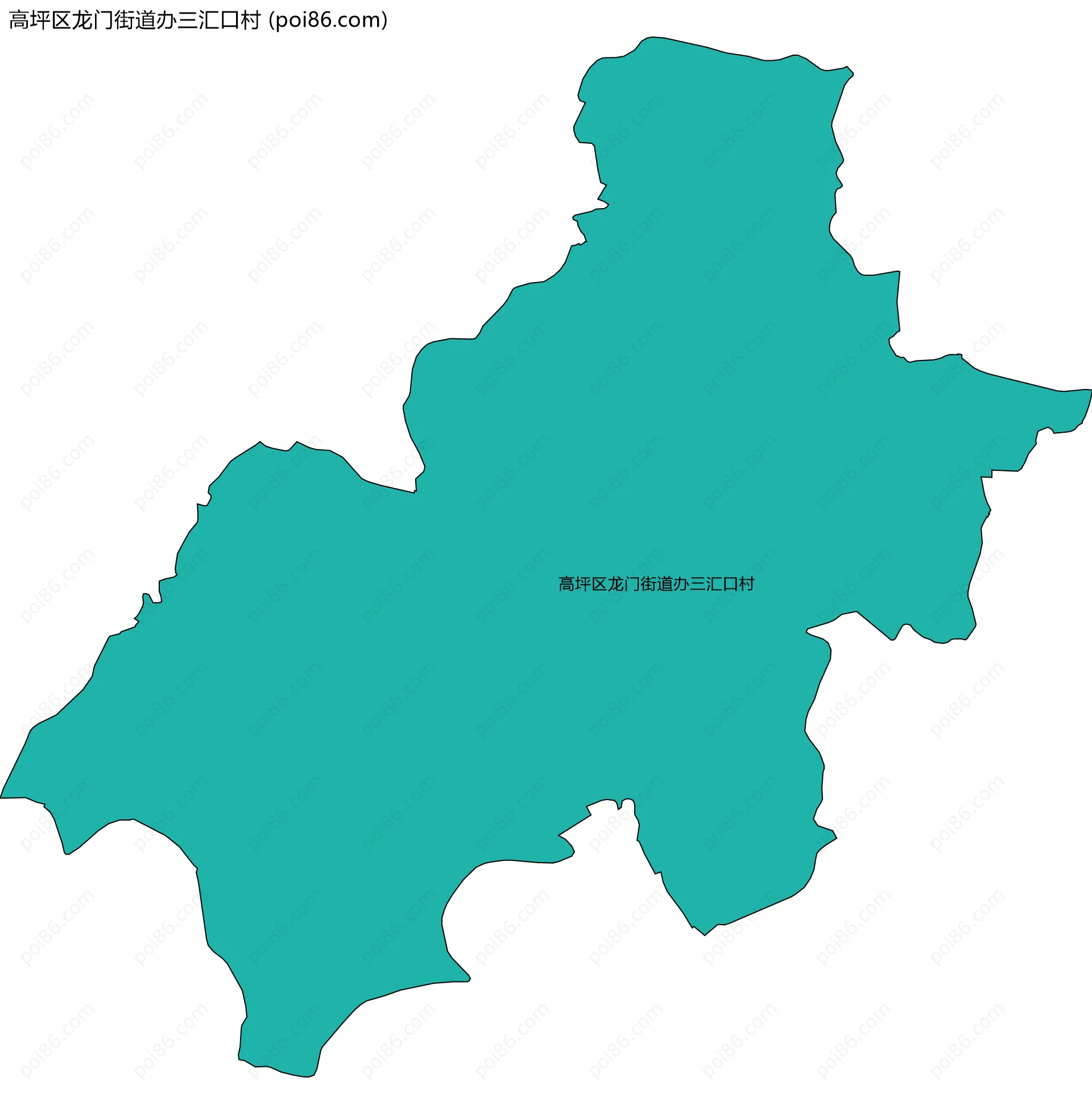 高坪区龙门街道办三汇口村边界地图