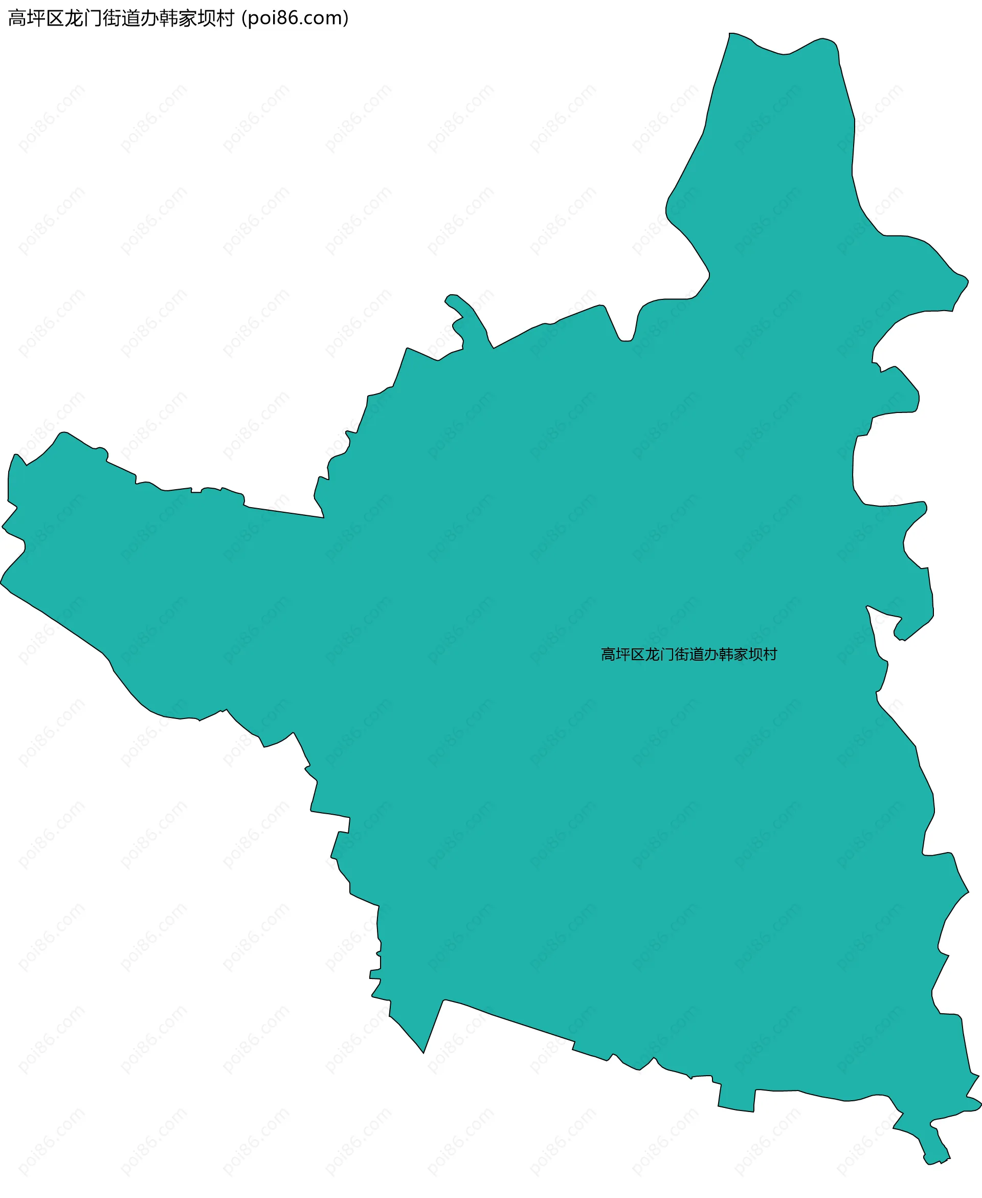 高坪区龙门街道办韩家坝村边界地图